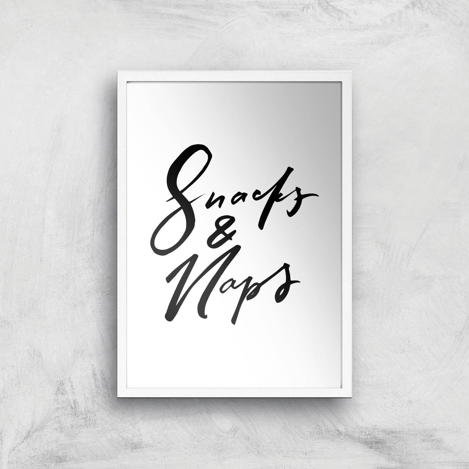 PlanetA444 Snacks and Naps Art Print - A2 - White Frame