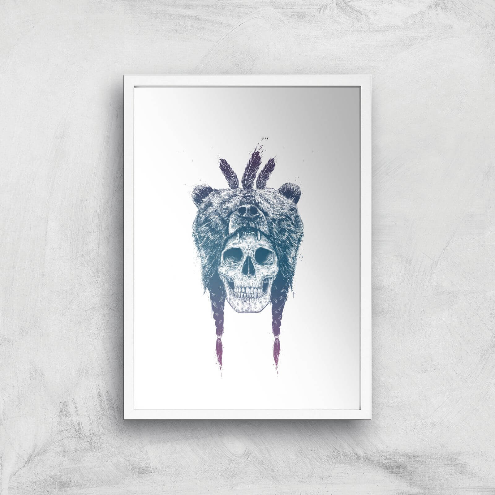 Balazs Solti Bear Head Art Print - A2 - White Frame