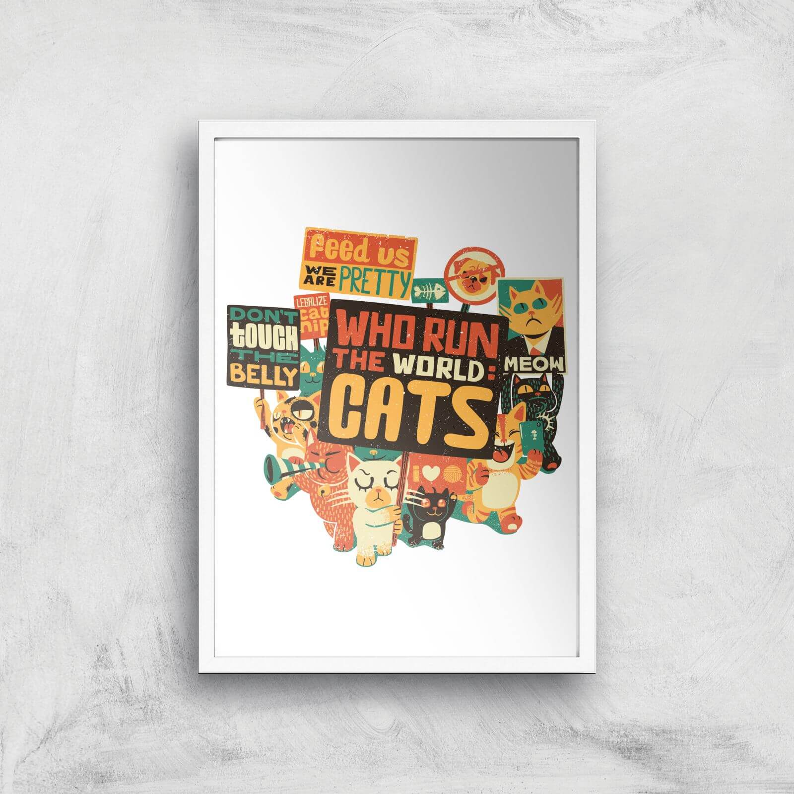 Tobias Fonseca Who Run The World? Cats. Art Print - A2 - White Frame
