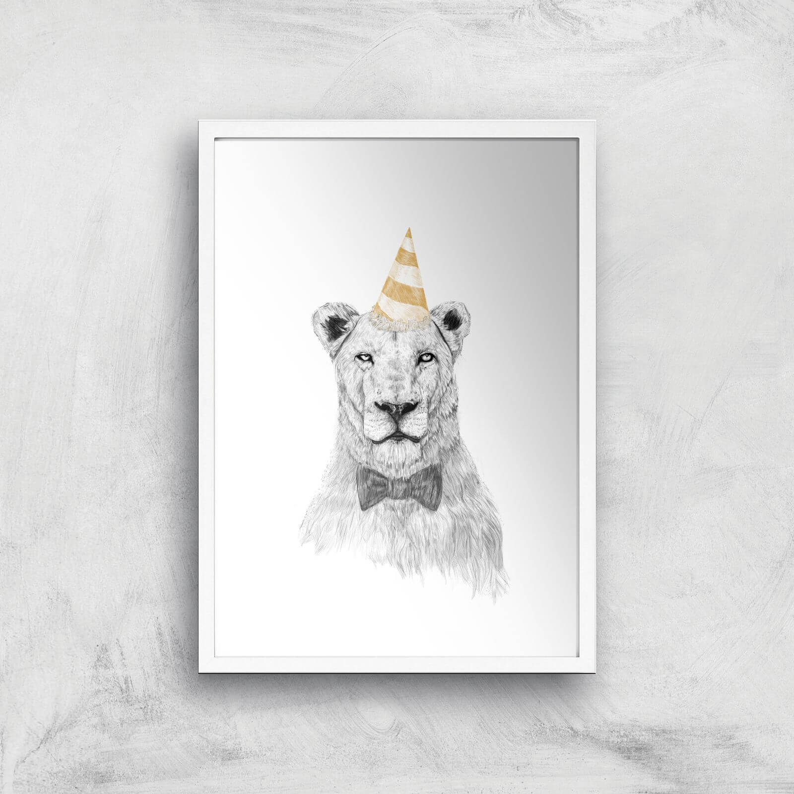 Balazs Solti Party Lion Art Print - A2 - White Frame