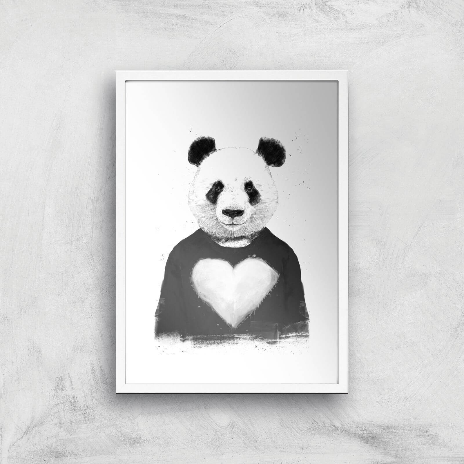 Balazs Solti Panda Love Art Print - A2 - White Frame