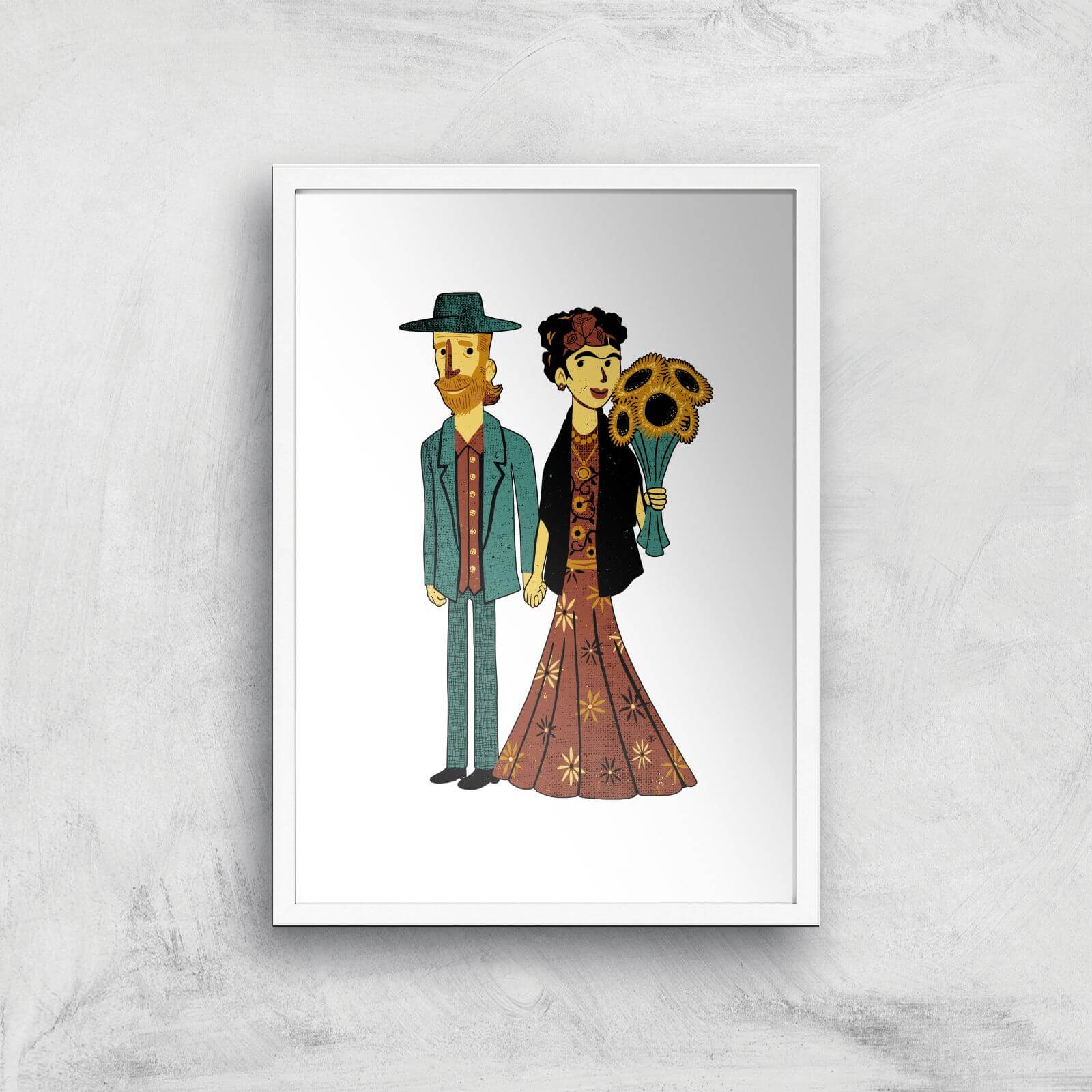 Tobias Fonseca Love Is Art - Frida Kahlo and Van Gogh Art Print - A2 - White Frame