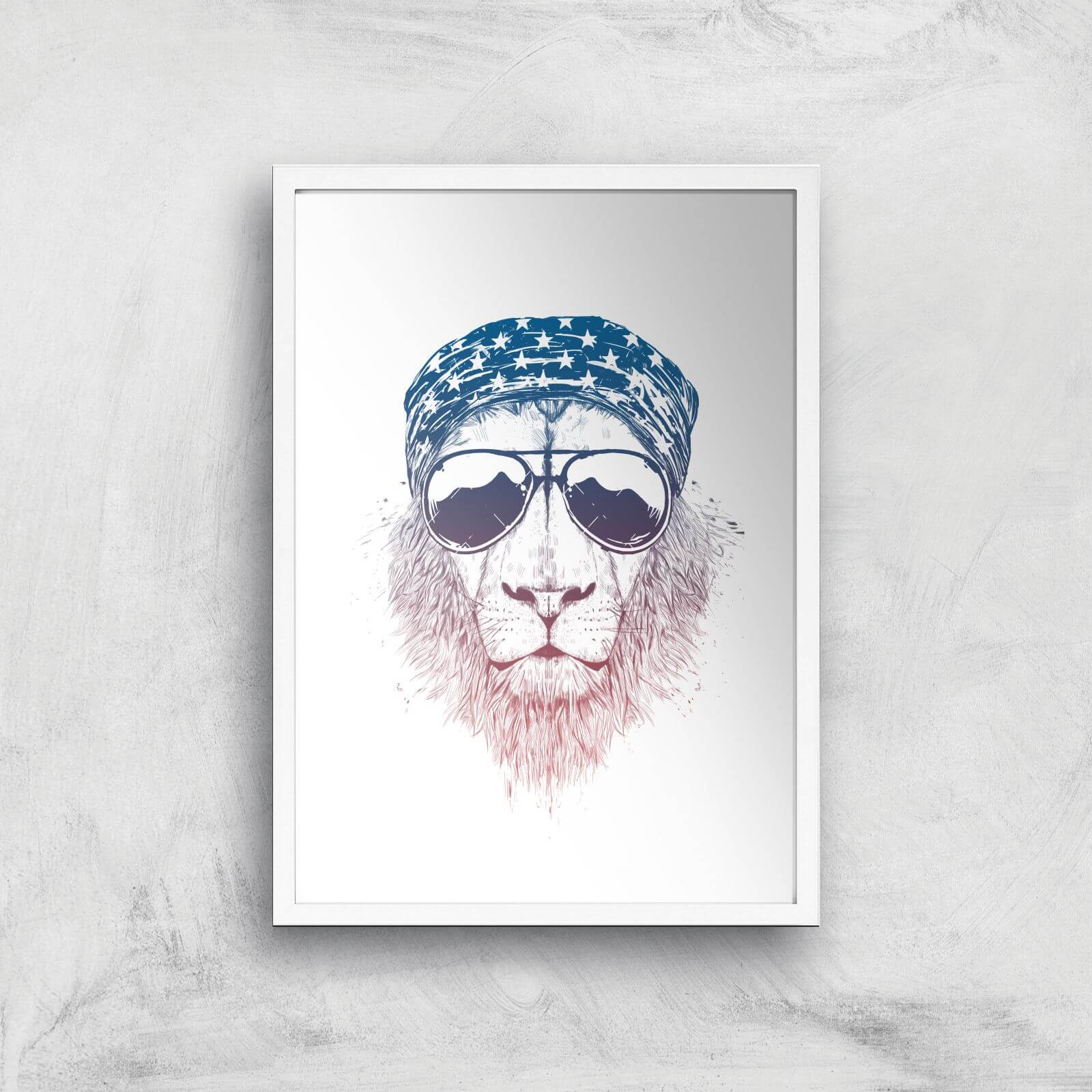 Balazs Solti Bandana Lion Art Print - A2 - White Frame