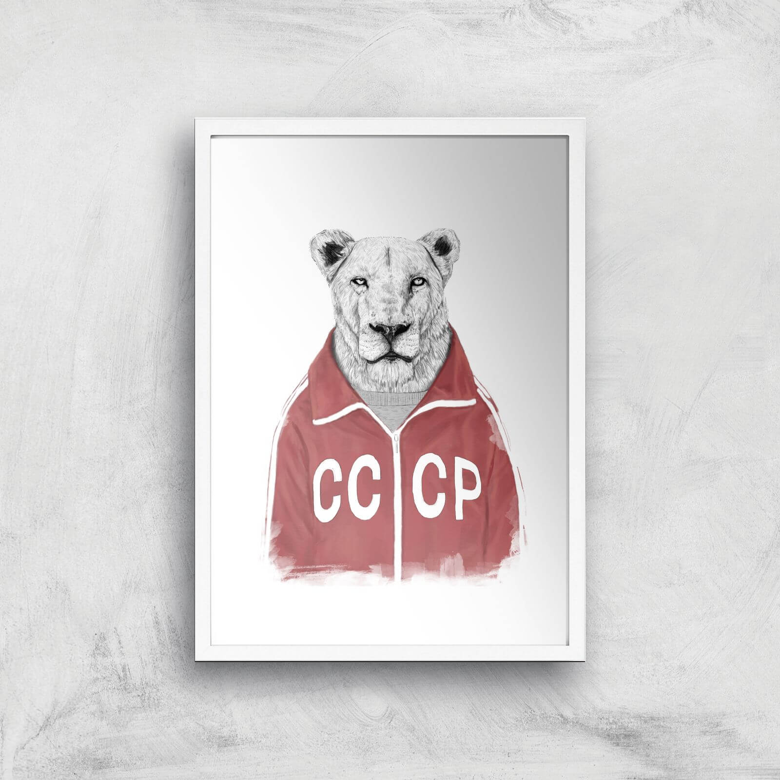 Balazs Solti CCCP Lion Art Print - A2 - White Frame