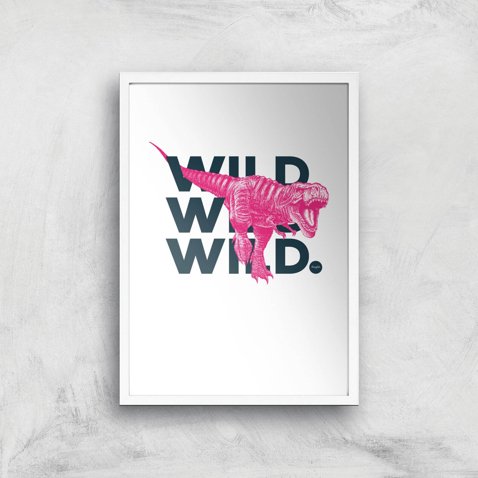 Wild Dinosaur Art Print - A2 - White Frame