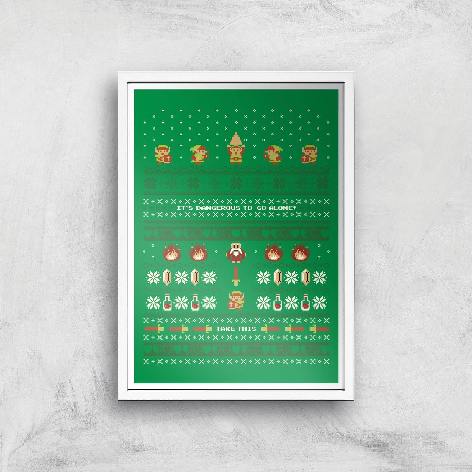 Nintendo It's Dangerous To Go Alone Art Print - A2 - White Frame