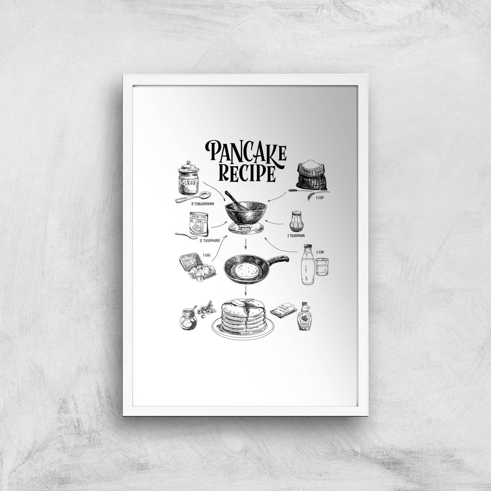 Pancake Recipe Art Print - A2 - White Frame