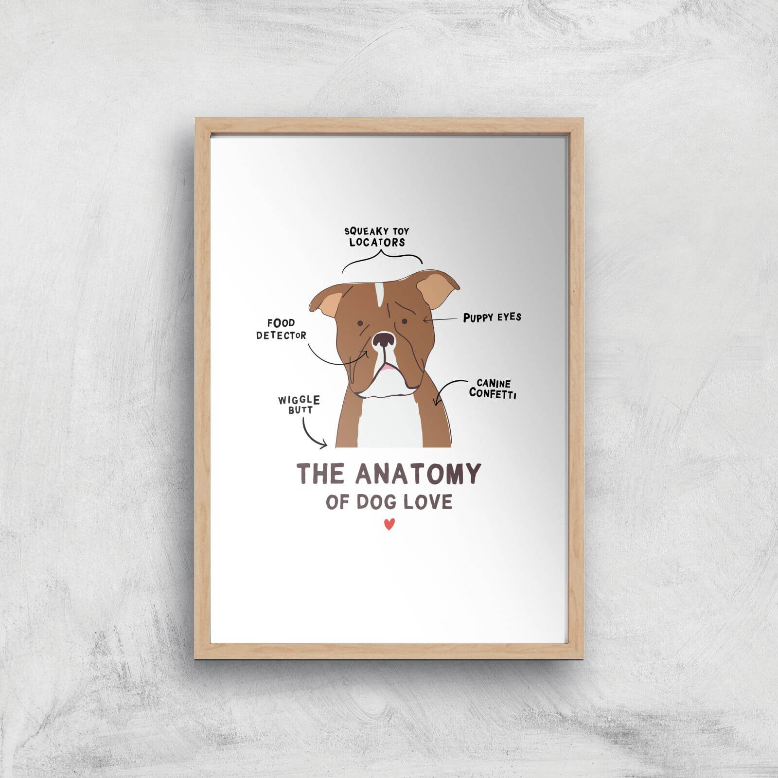 The Anatomy Of Dog Love Art Print - A2 - Wood Frame