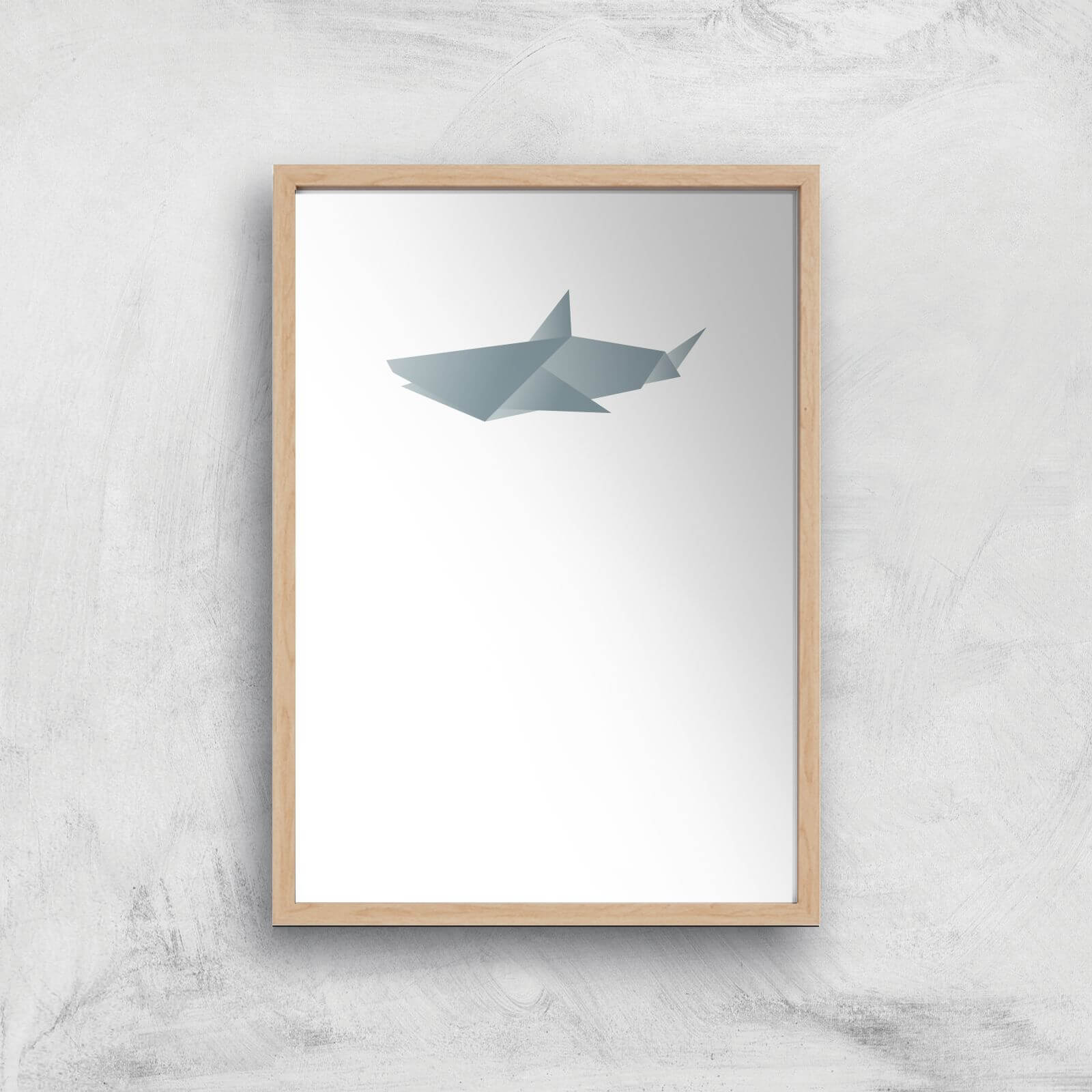 Origami Shark Art Print - A2 - Wood Frame