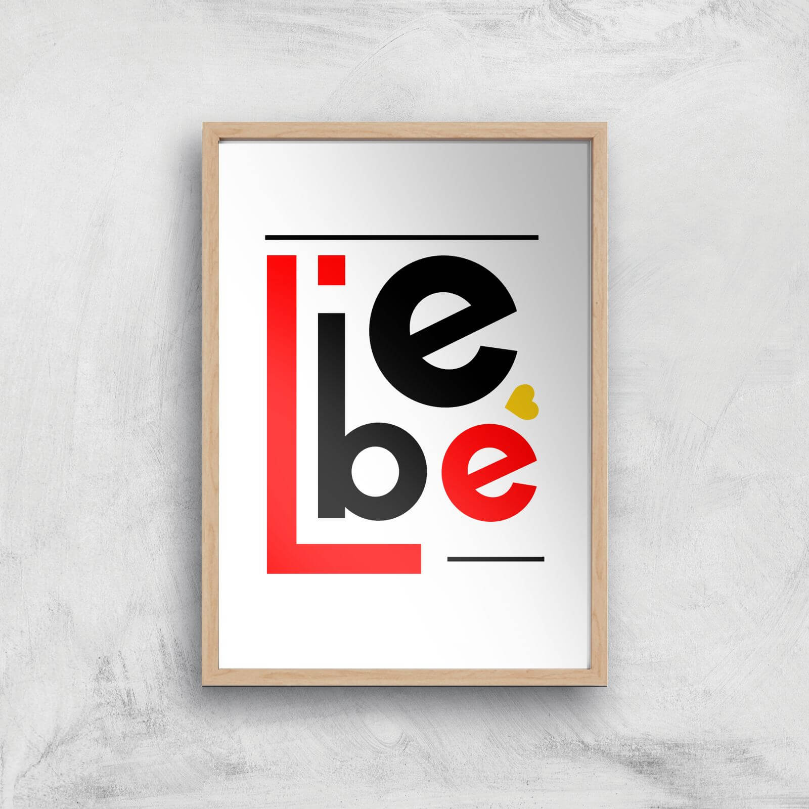 Liebe Block Art Print - A2 - Wood Frame
