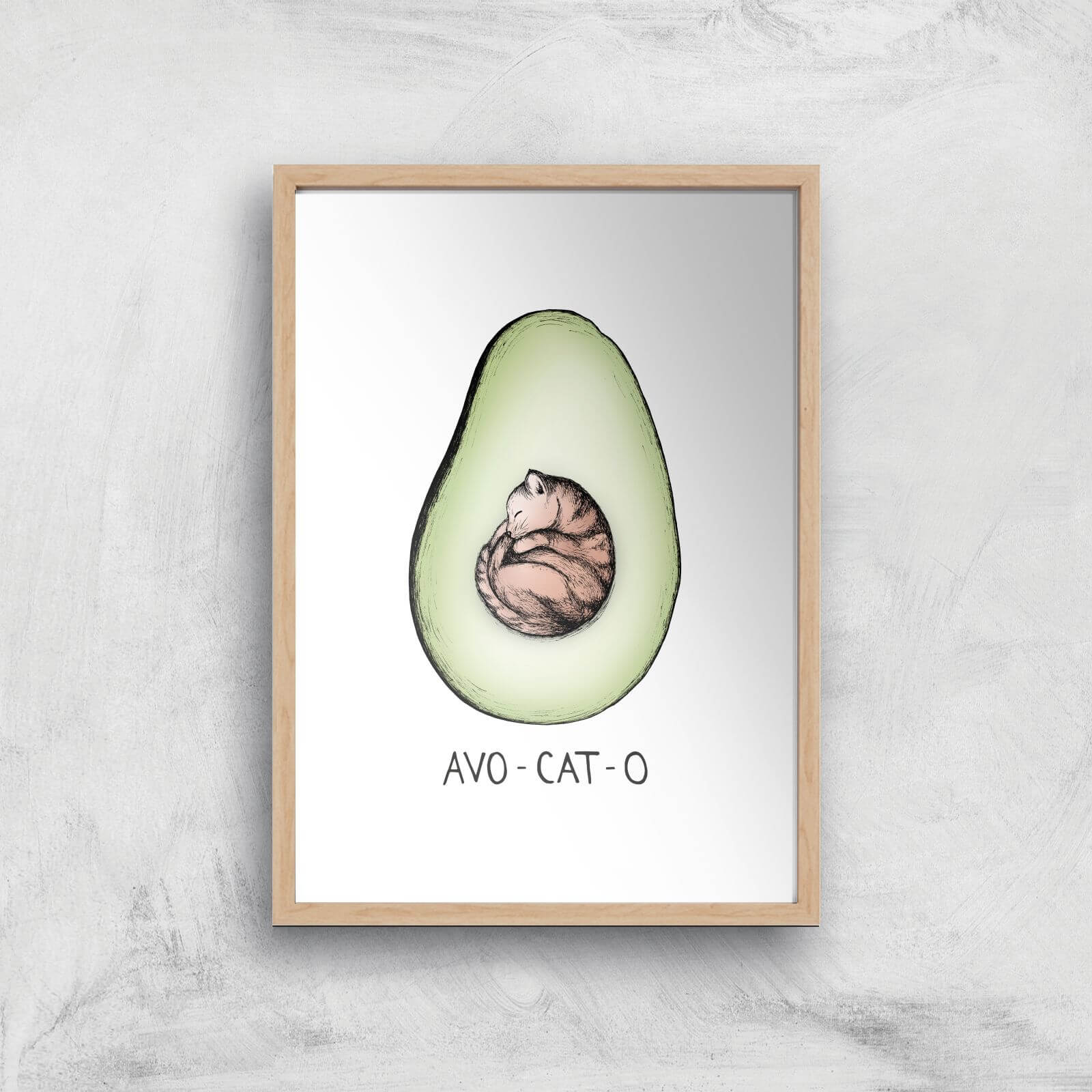 Avo-Cat-O Art Print - A2 - Wood Frame