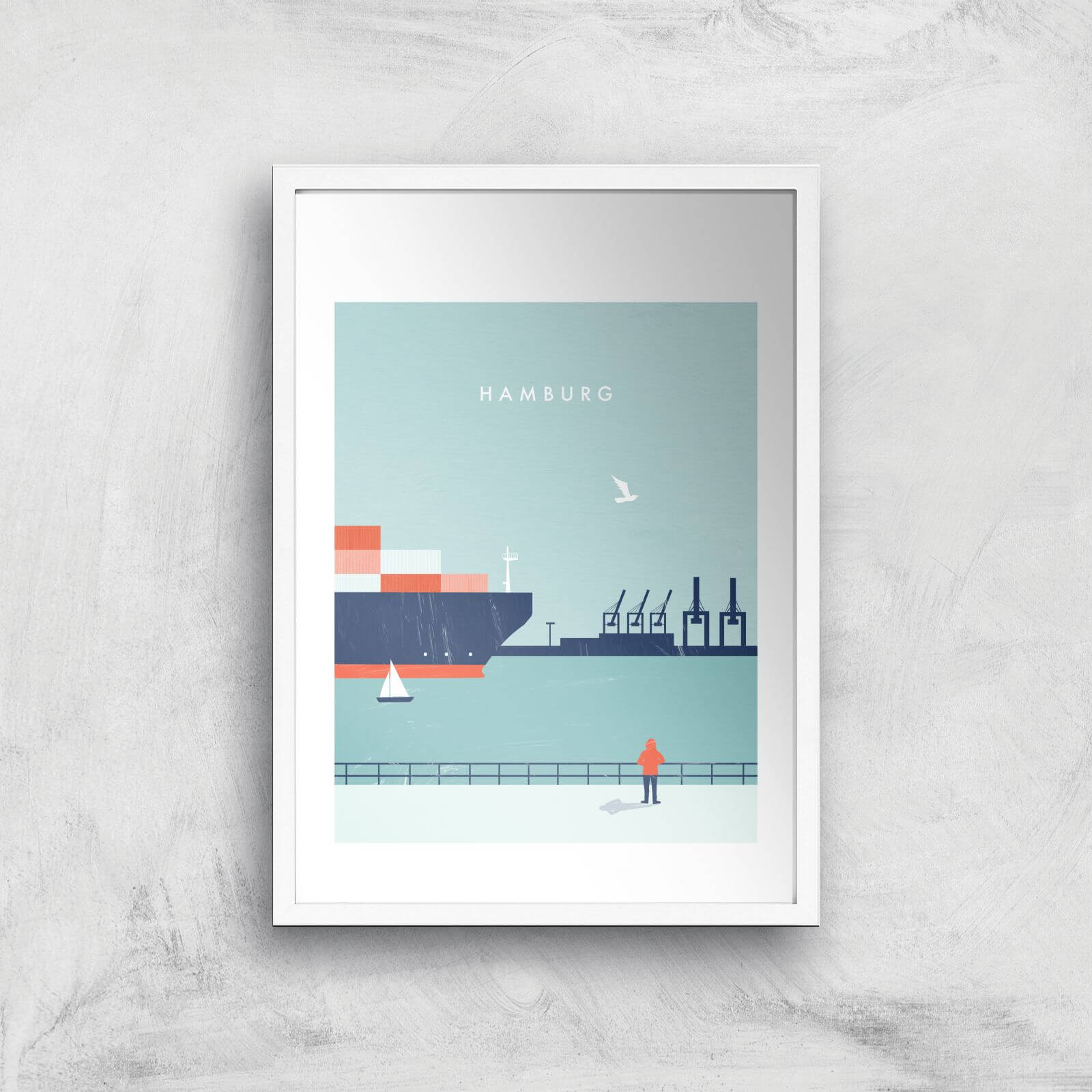 Hamburg Art Print - A2 - White Frame
