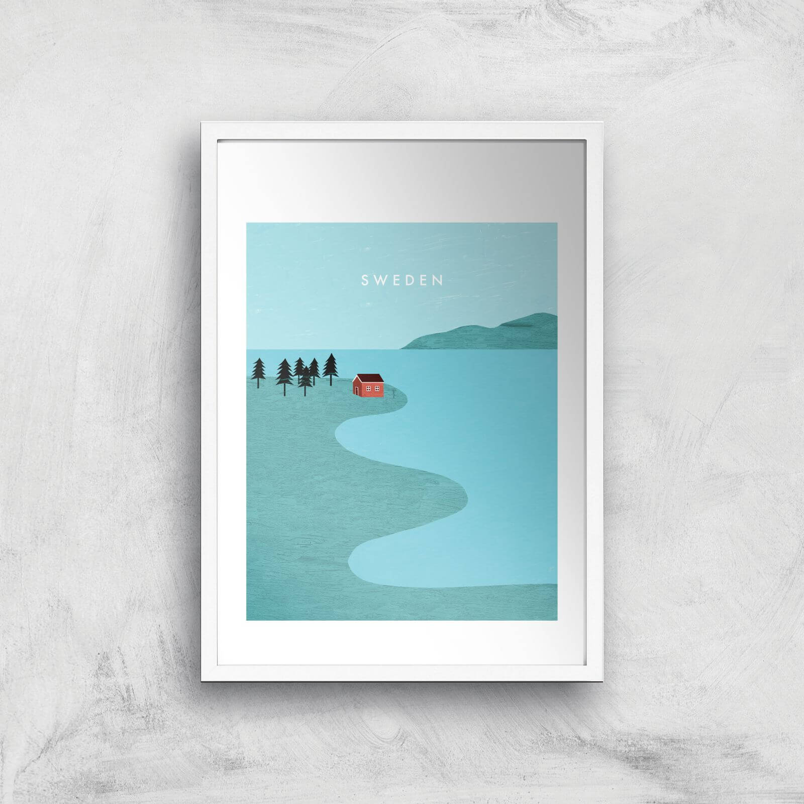 Sweden Art Print - A2 - White Frame
