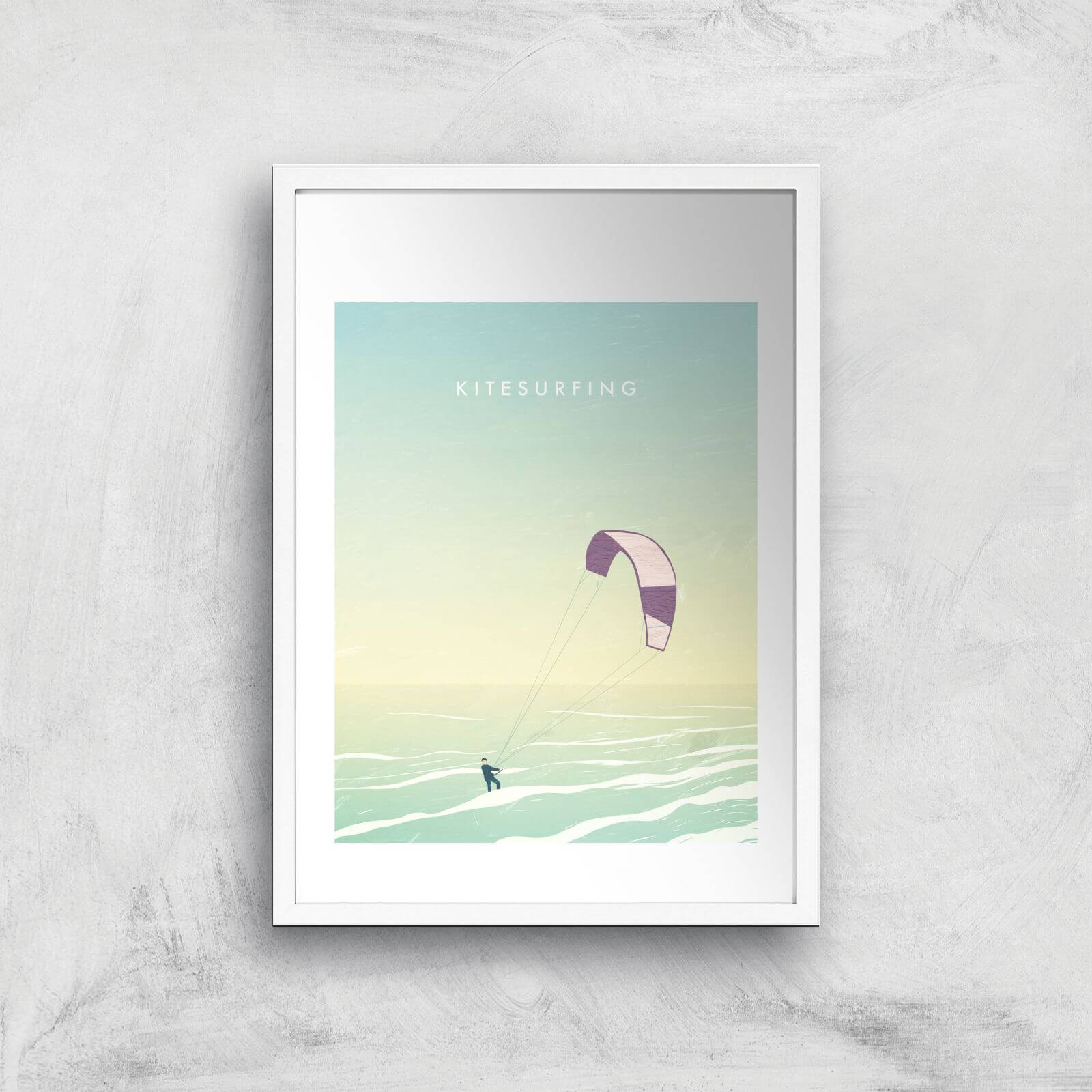Kitesurfing Art Print - A2 - White Frame