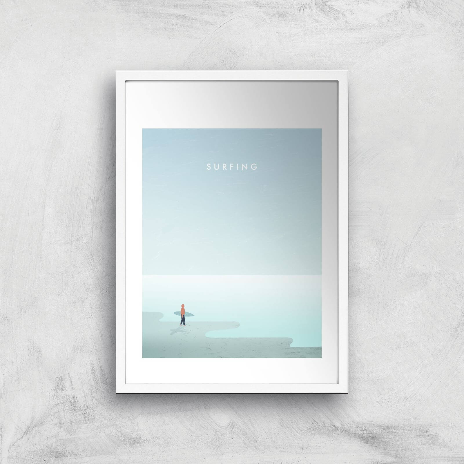 Surfing Art Print - A2 - White Frame