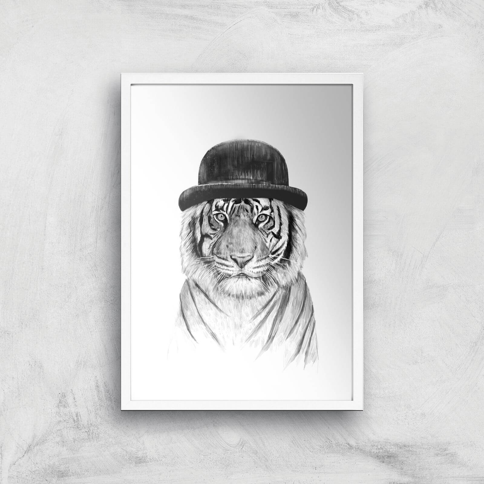 Balazs Solti Tiger In A Hat Art Print - A2 - White Frame
