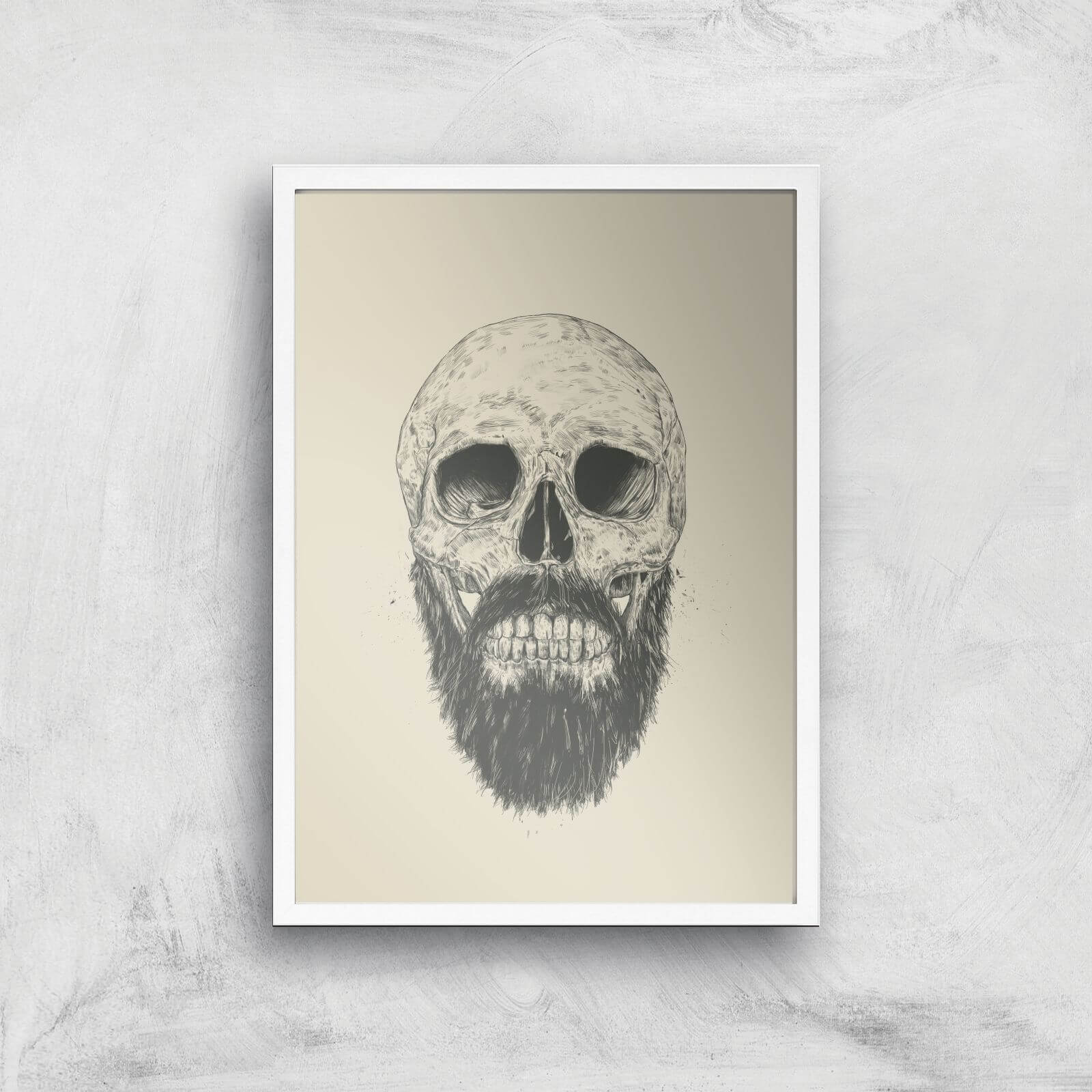 Balazs Solti Bearded Skull Art Print - A2 - White Frame