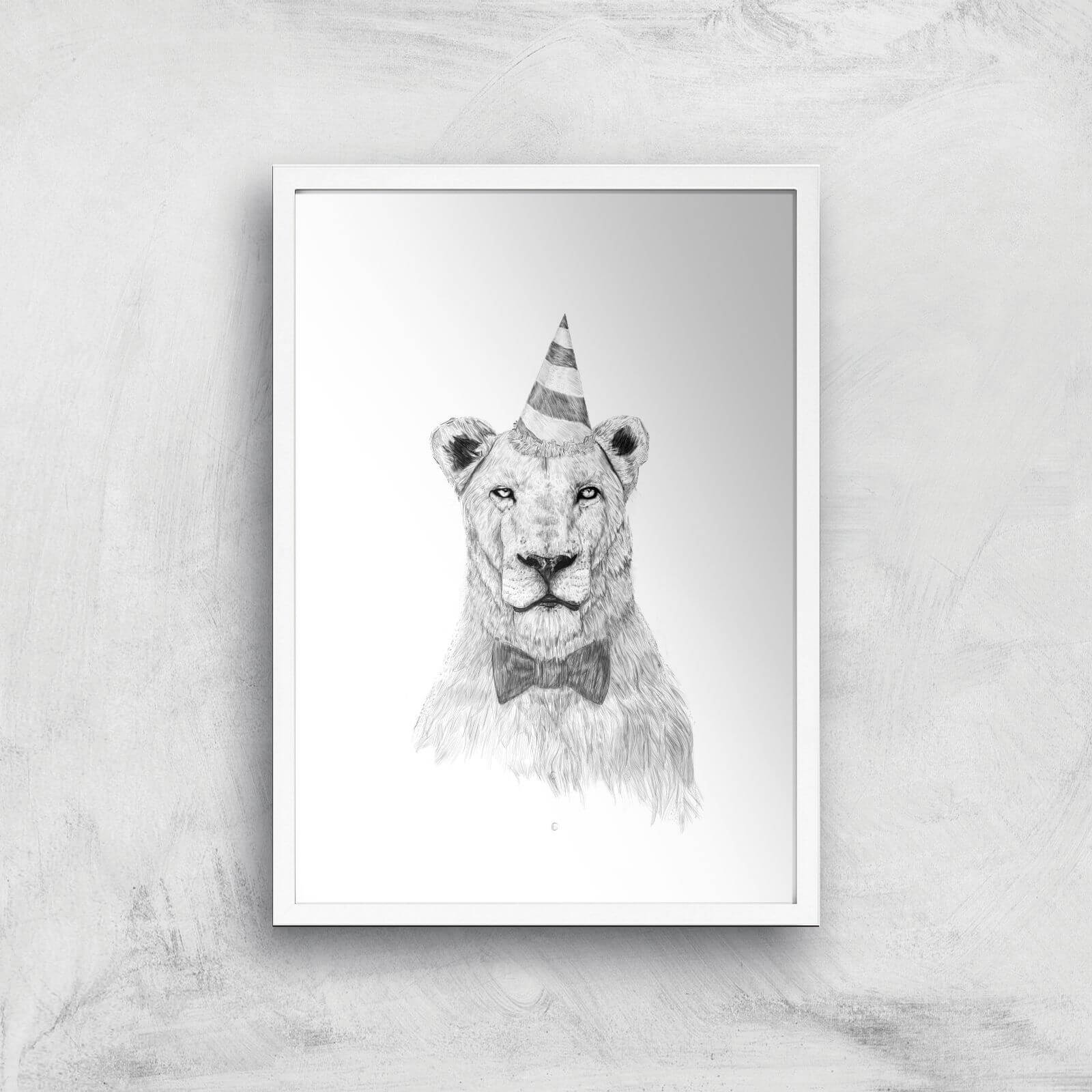 Balazs Solti Party Lion Art Print - A2 - White Frame