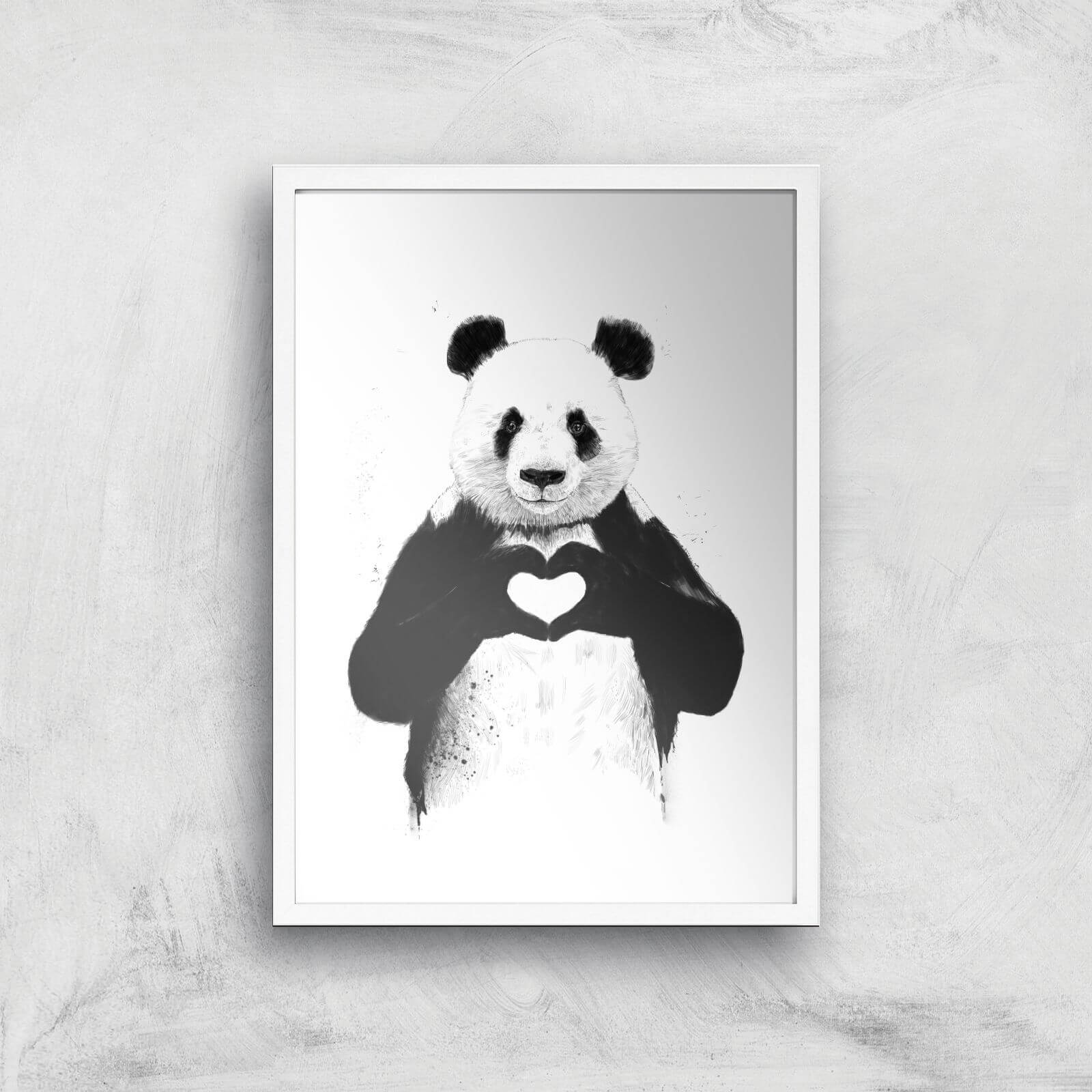 Balazs Solti Panda Love Art Print - A2 - White Frame