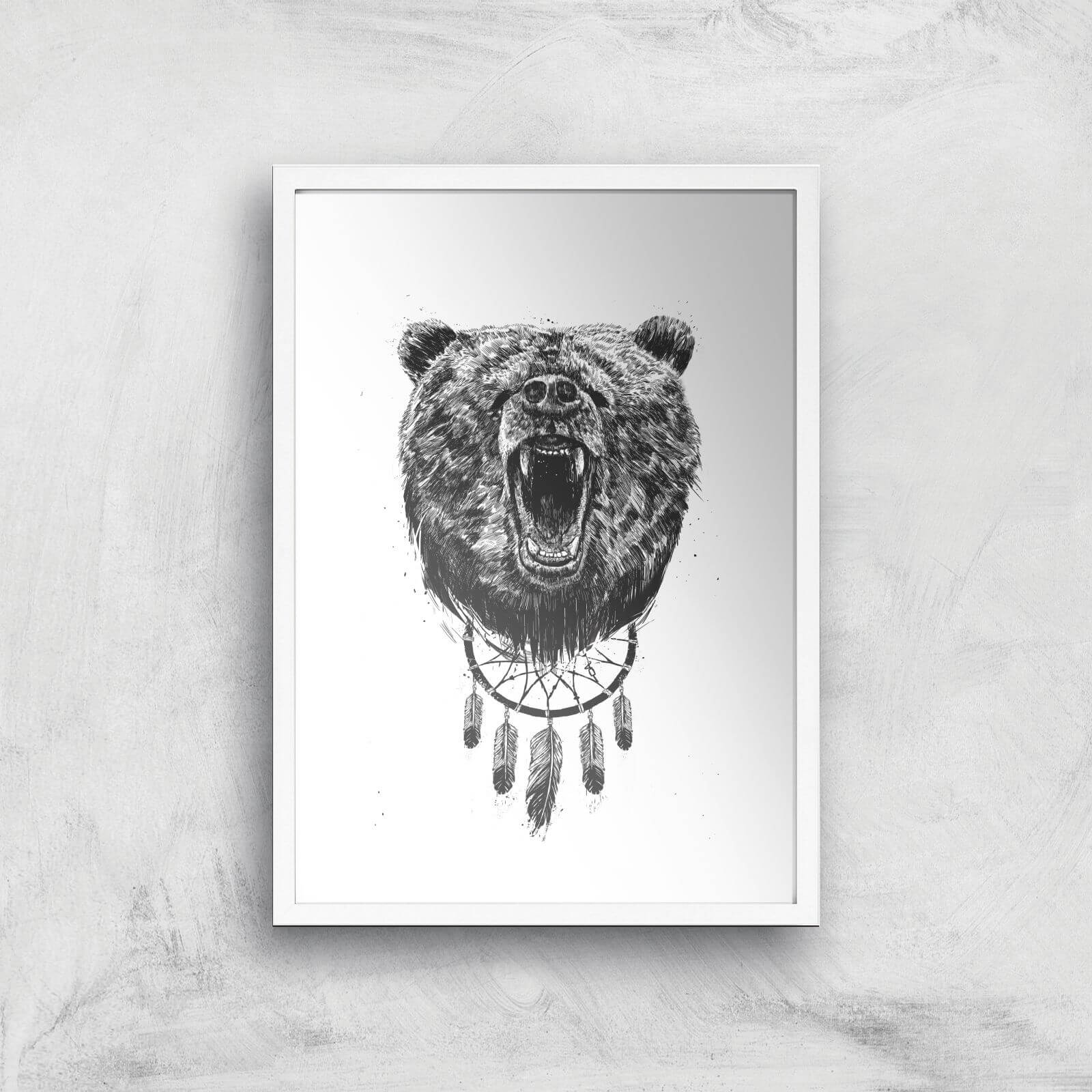 Balazs Solti Dreamcatcher Bear Art Print - A2 - White Frame