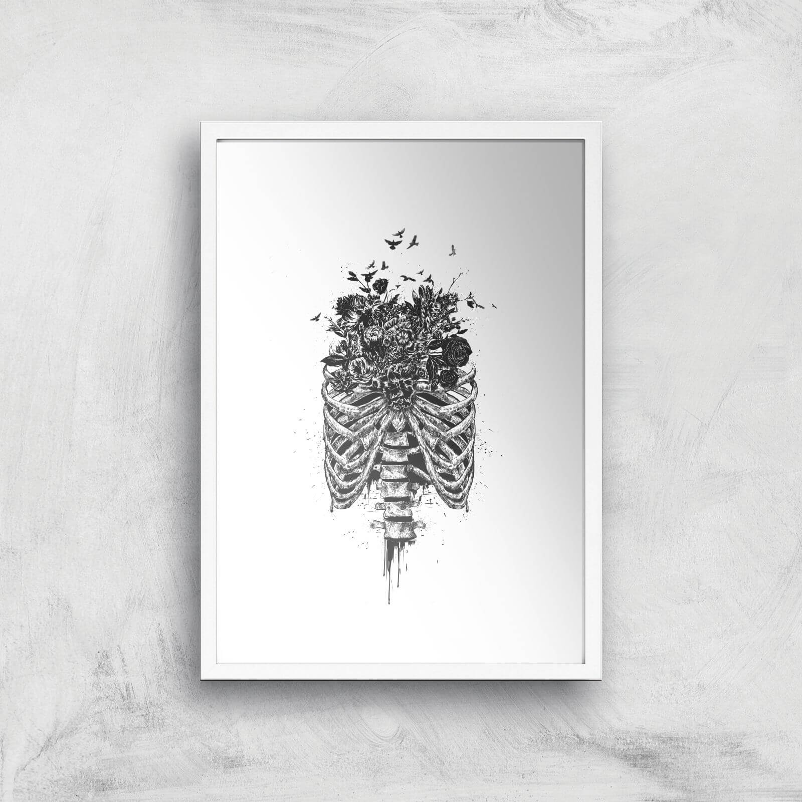 Balazs Solti Ribcage and Flowers Art Print - A2 - White Frame