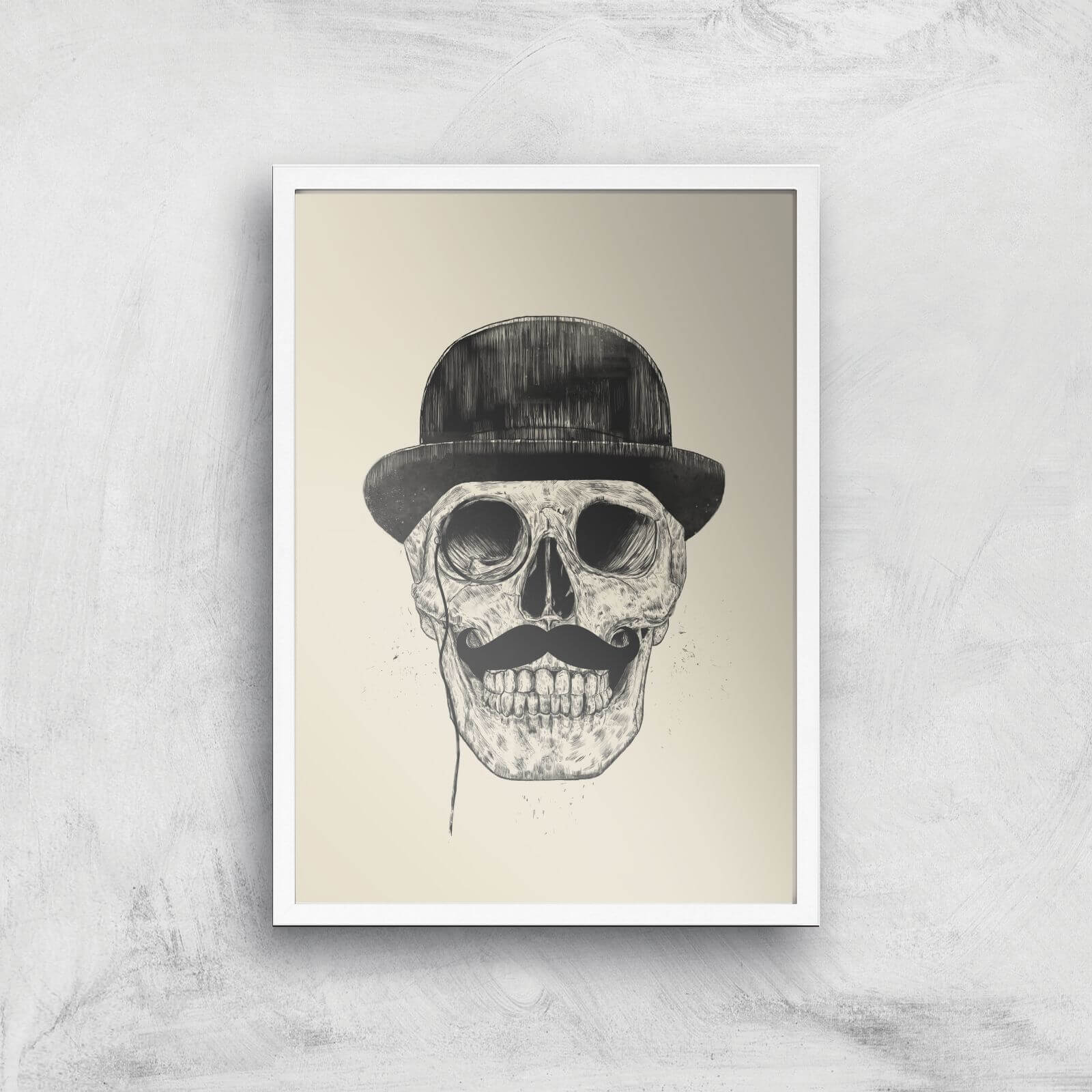 Balazs Solti Monocle Skull Art Print - A2 - White Frame