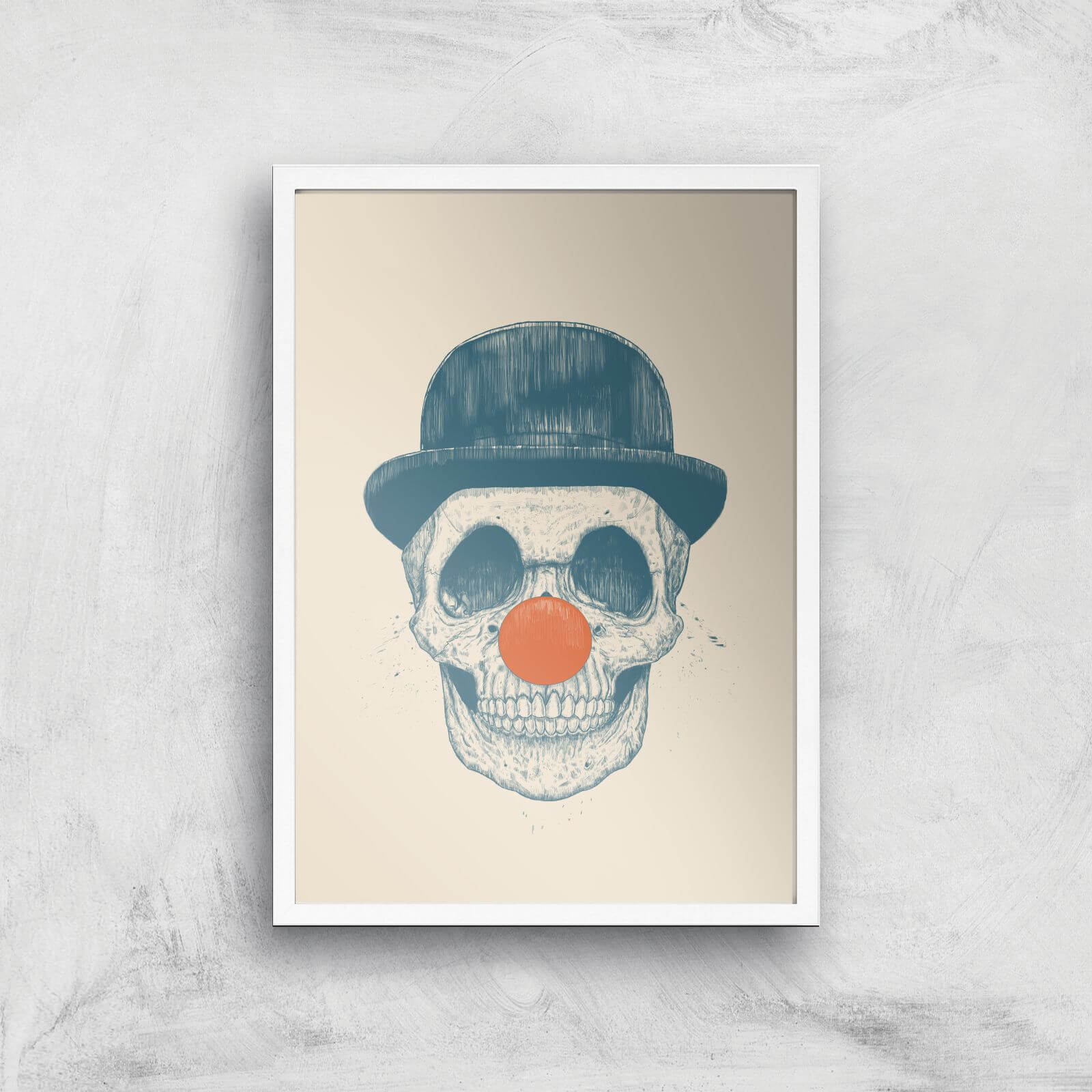Balazs Solti Red Nosed Skull Art Print - A2 - White Frame