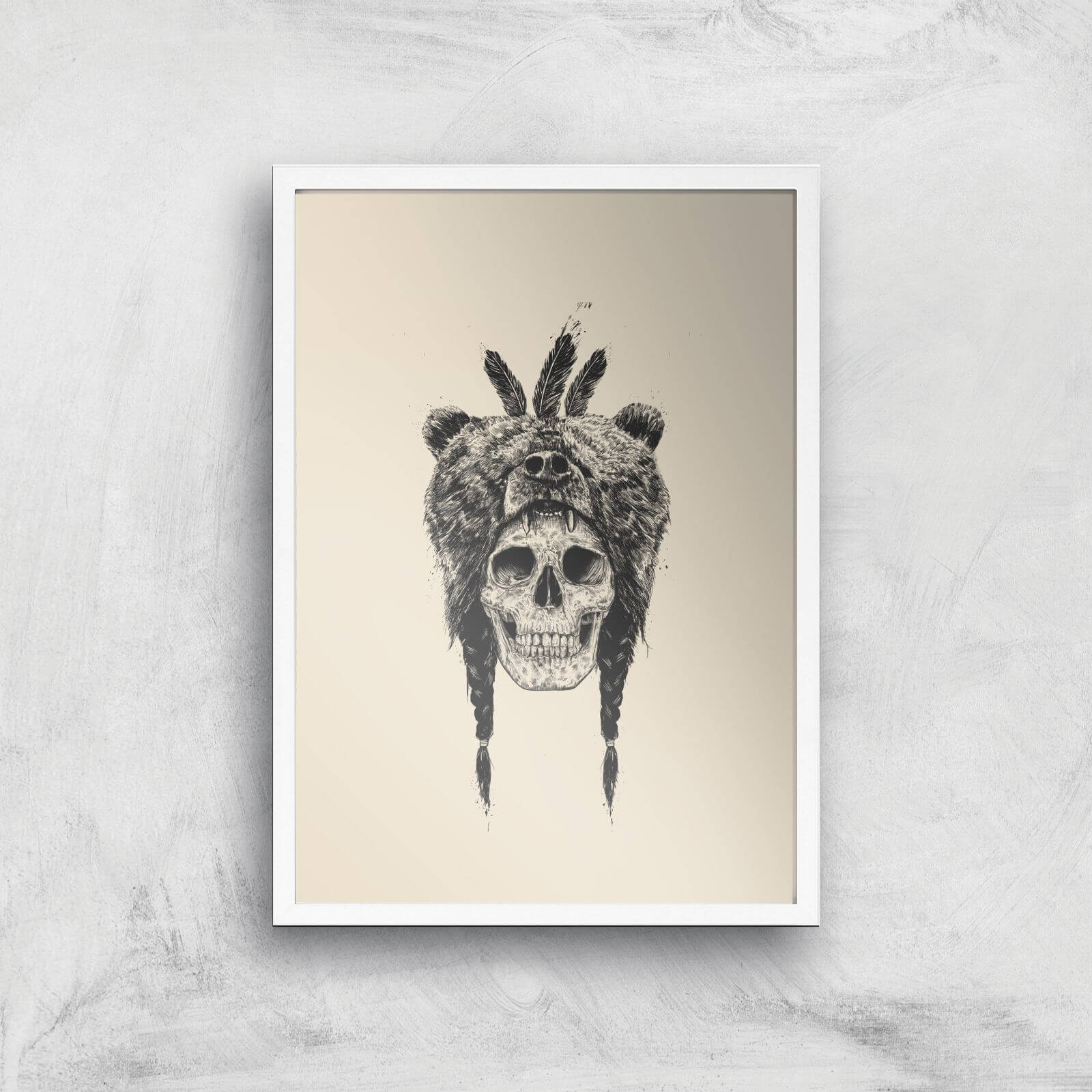 Balazs Solti Bear Head Art Print - A2 - White Frame