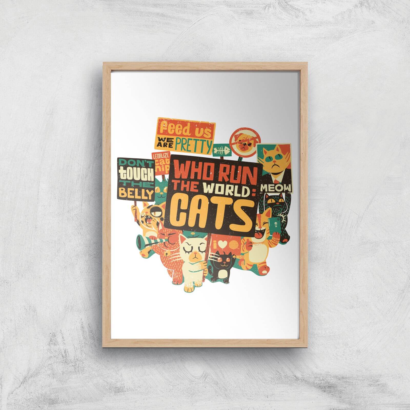 Tobias Fonseca Who Run The World? Cats. Art Print - A2 - Wood Frame