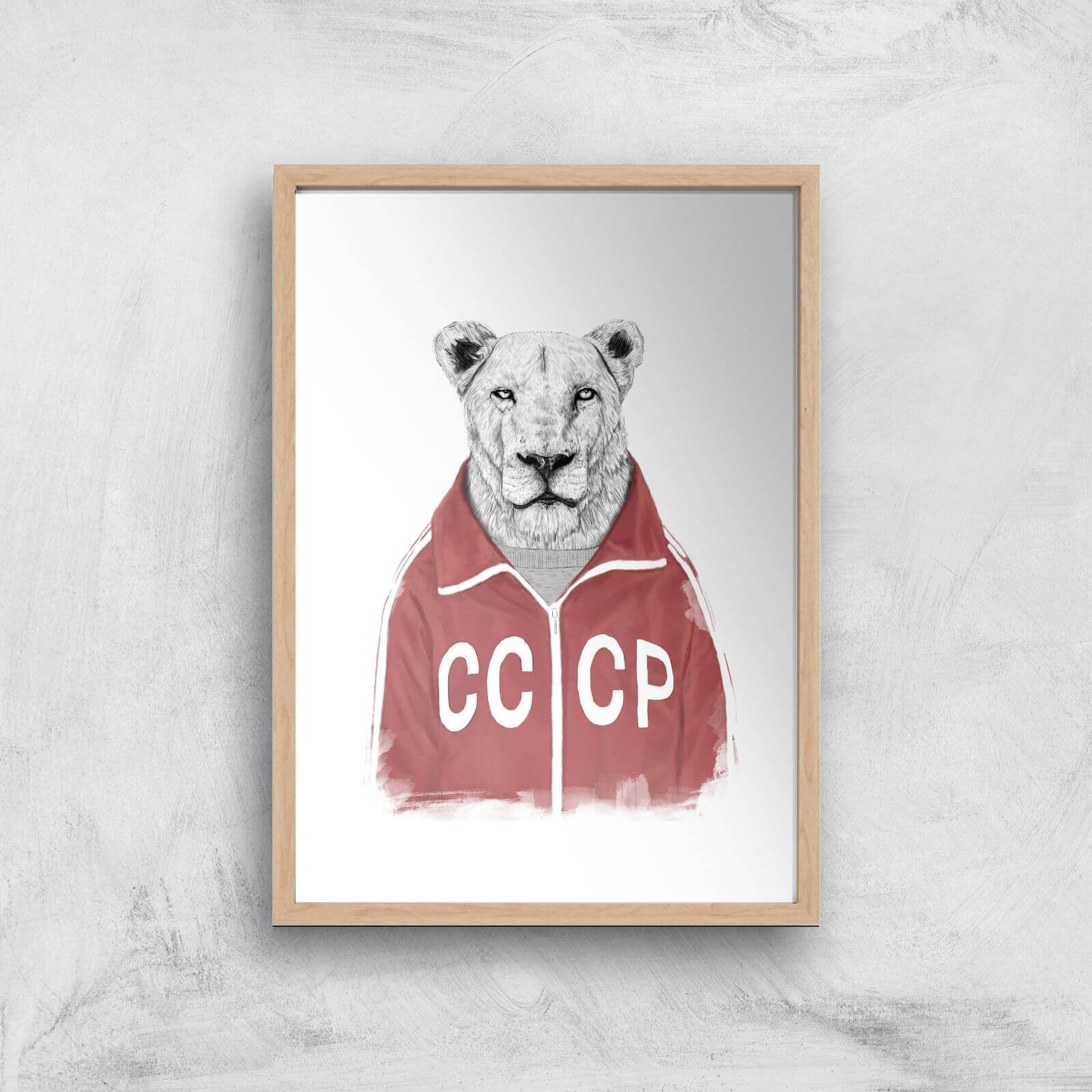 Balazs Solti CCCP Lion Art Print - A2 - Wood Frame