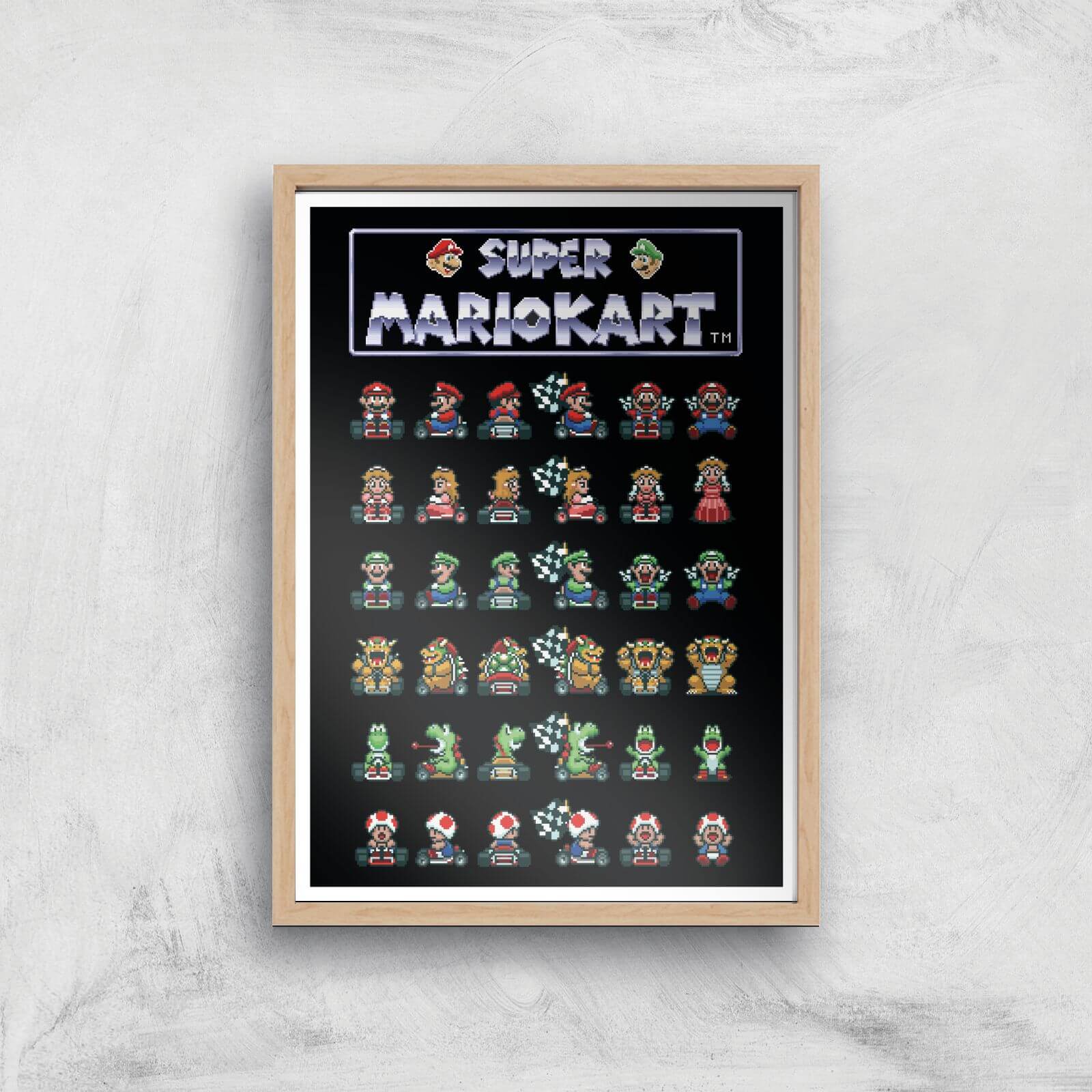 Nintendo Retro Racer Art Print - A2 - Wood Frame