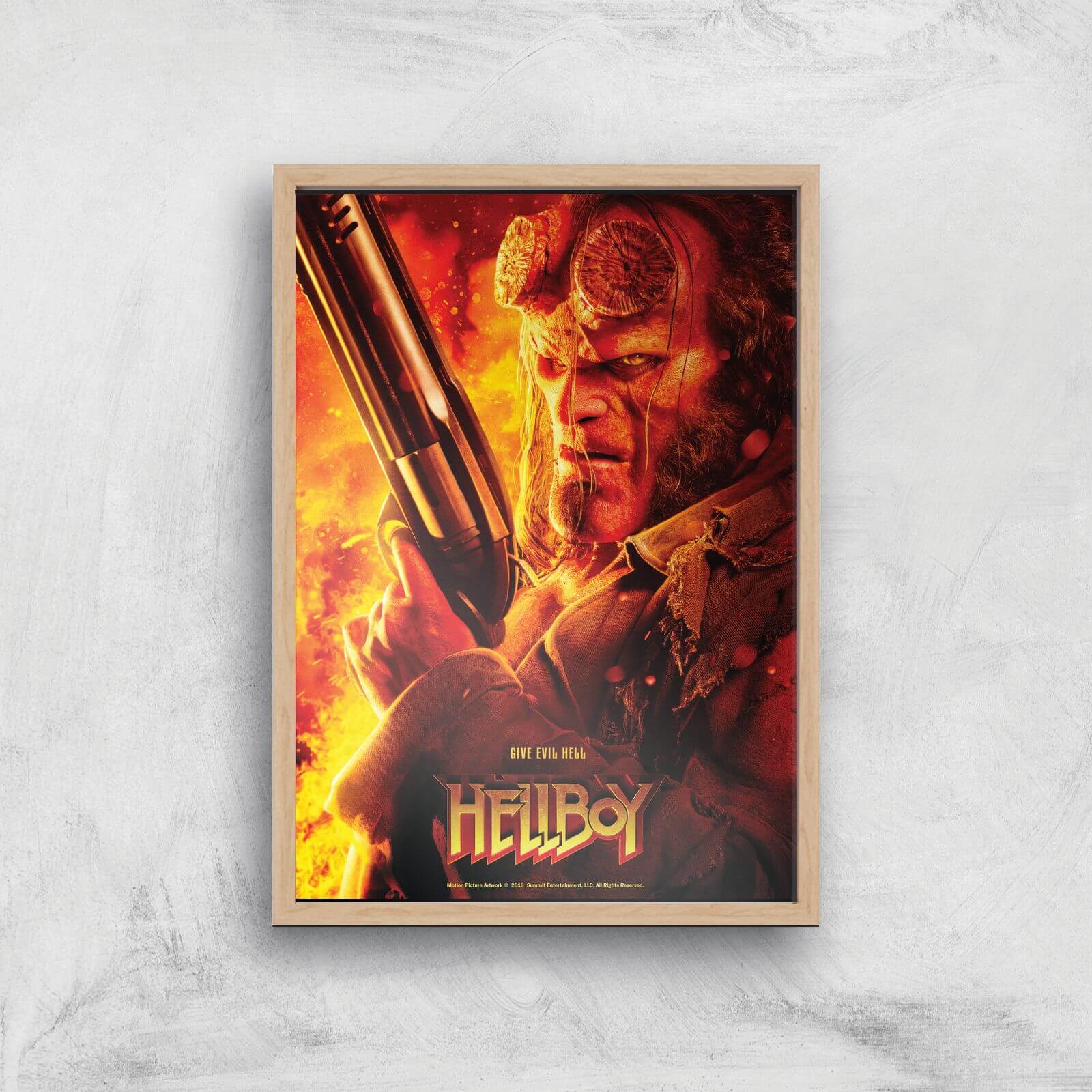 Hellboy Give Evil Hell Art Print - A2 - Wood Frame