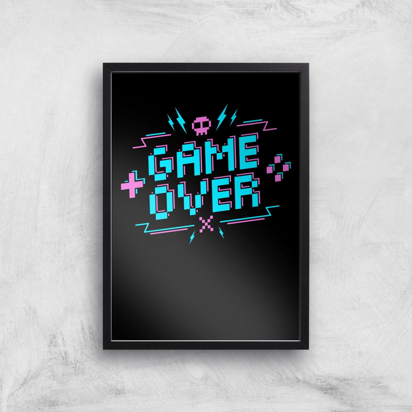 Game Over Gaming Art Print - A3 - Black Frame