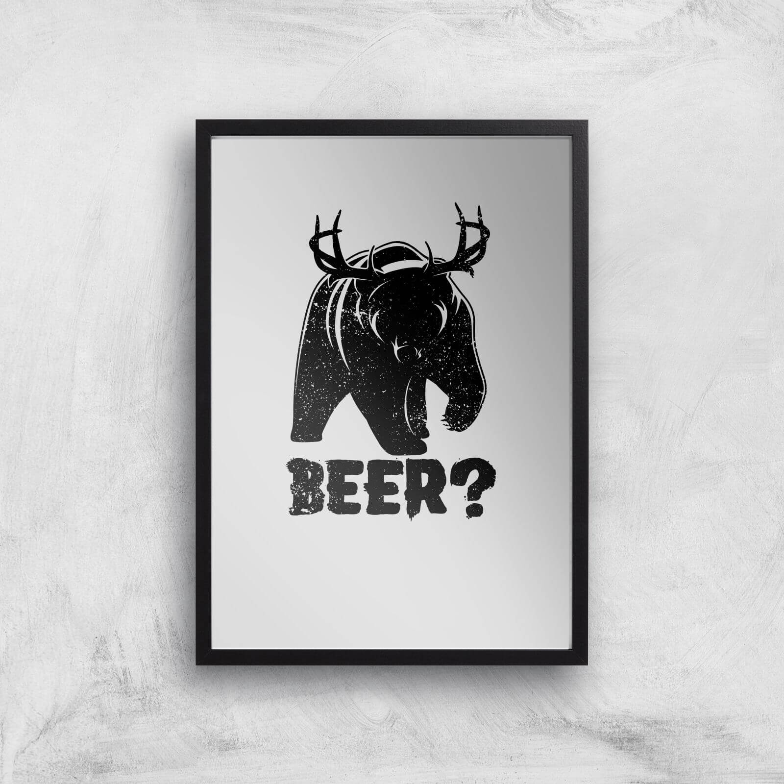 Beer Bear Deer Art Print - A3 - Black Frame