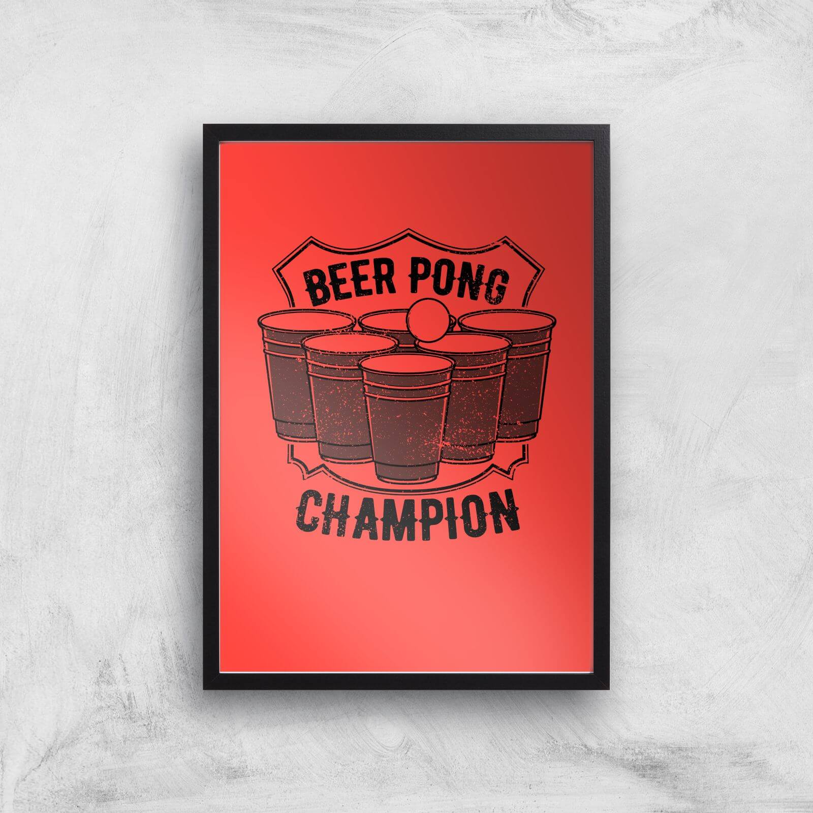 Beer Pong Champion Art Print - A3 - Black Frame