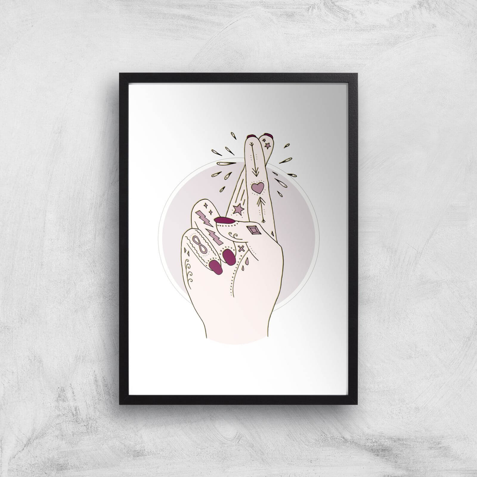 Fingers Crossed Art Print - A3 - Black Frame