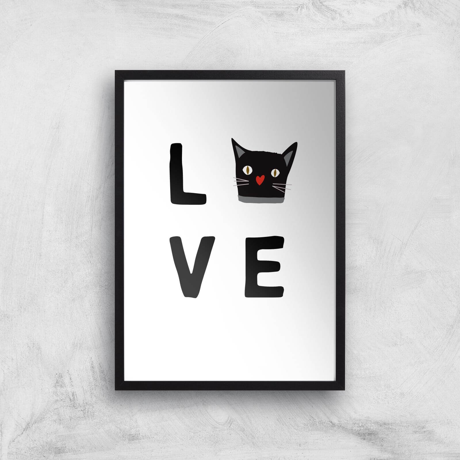 Cat Love Art Print - A3 - Black Frame