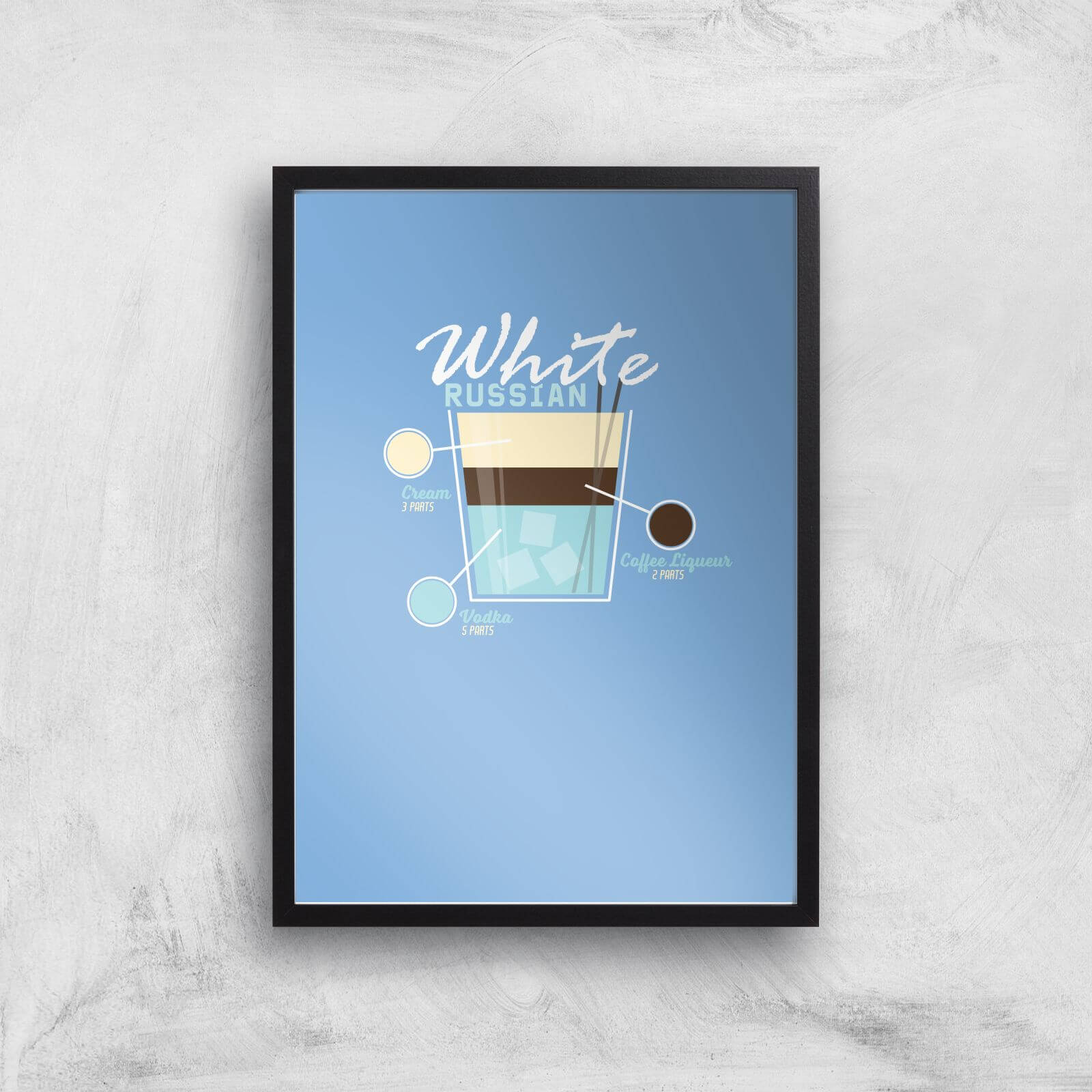 Infographic White Russian Art Print - A3 - Black Frame