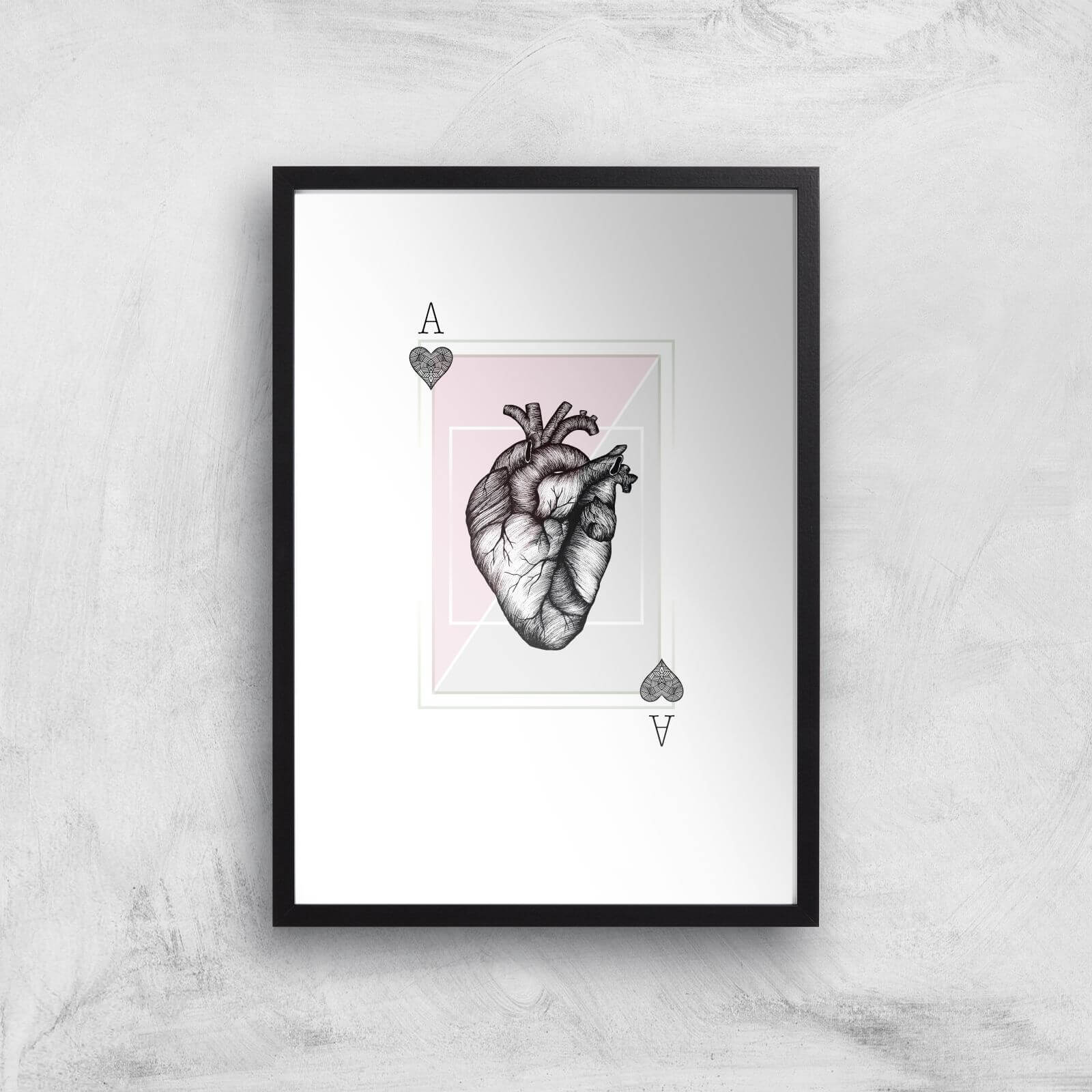 Ace Of Hearts Art Print - A3 - Black Frame