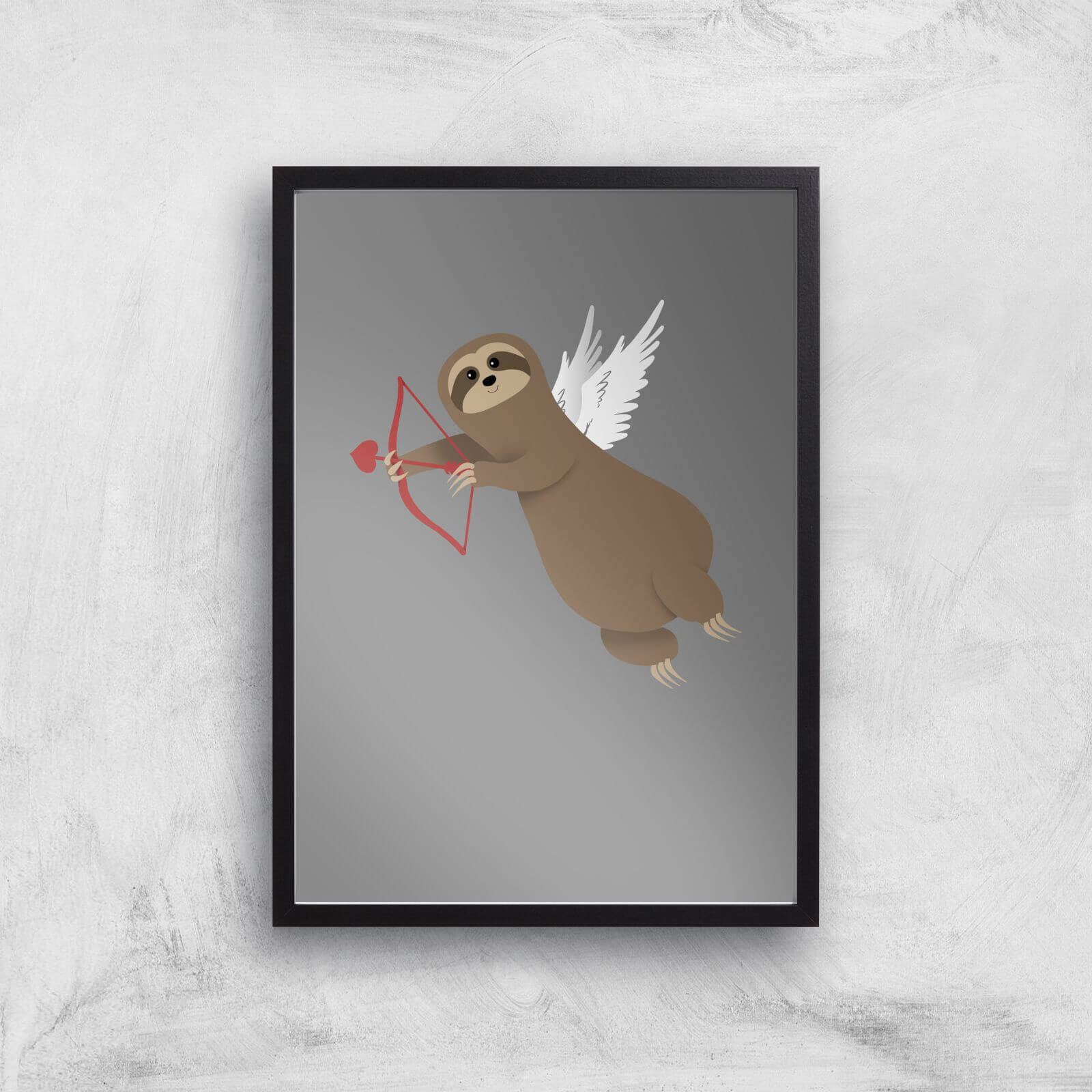 Sloth Cupid Art Print - A3 - Black Frame