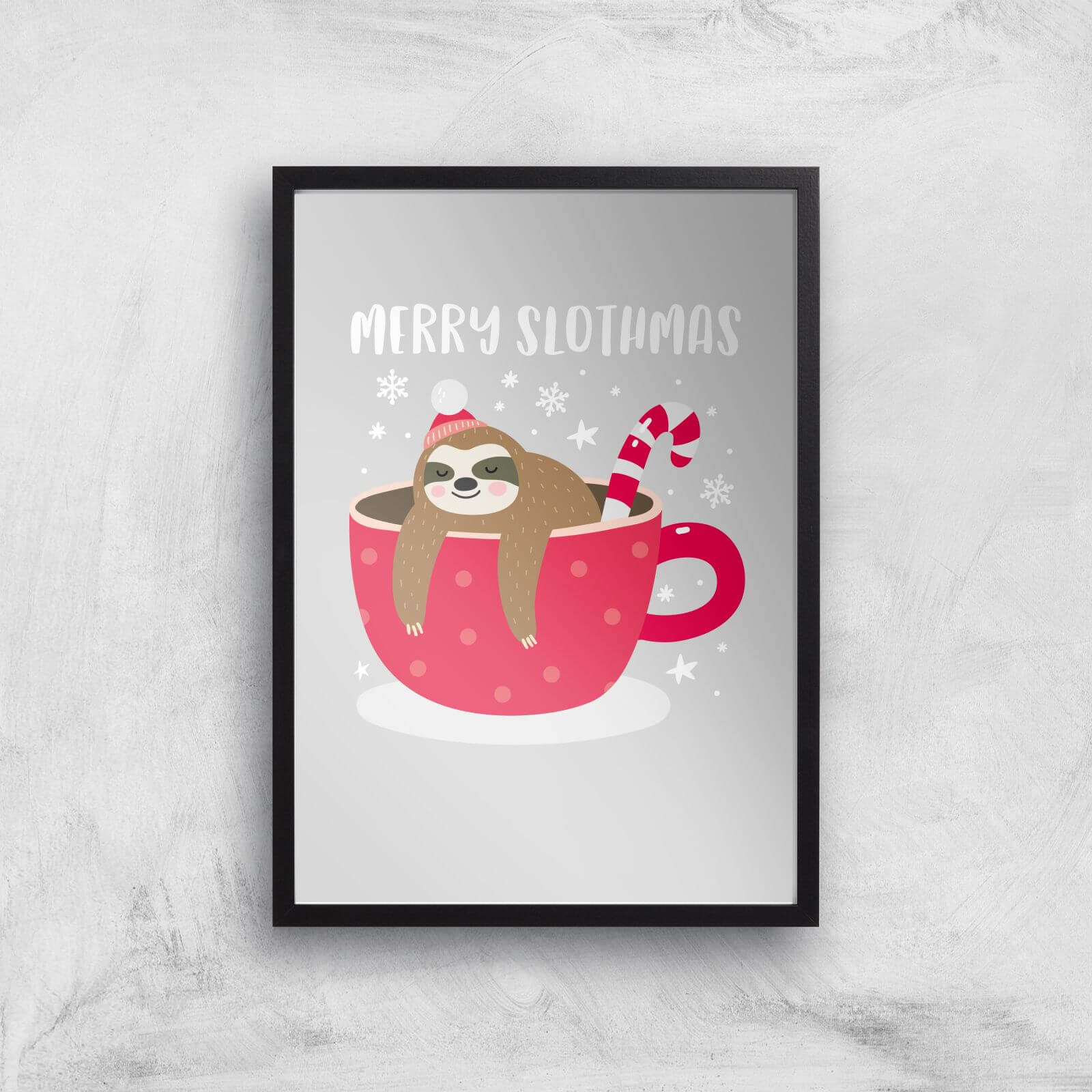 Merry Slothmas Art Print - A3 - Black Frame