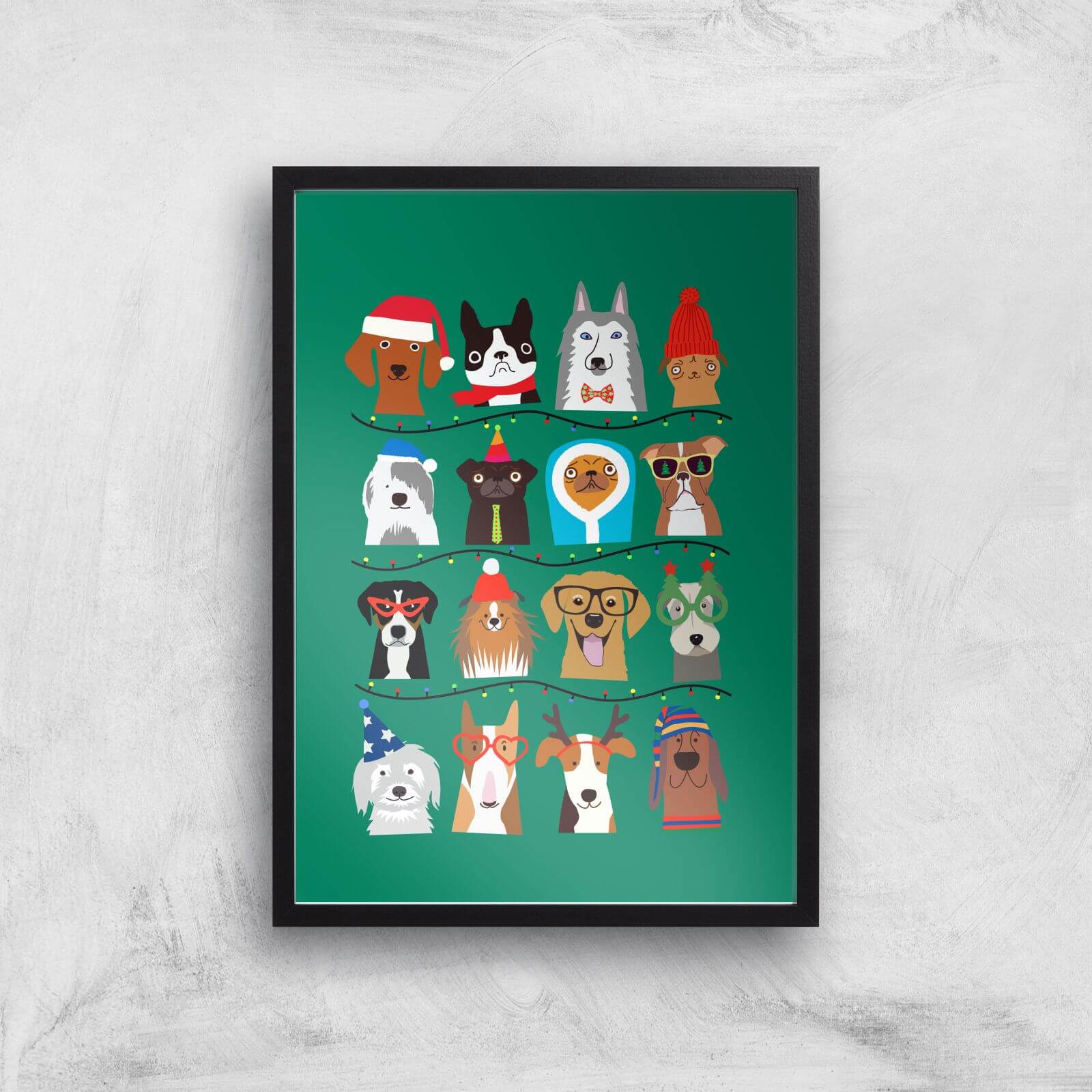 Merry Dogmas Art Print - A3 - Black Frame
