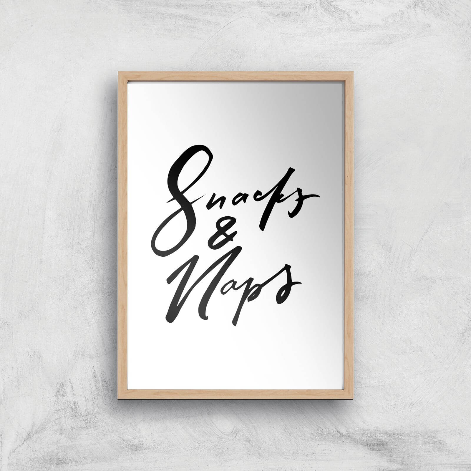 PlanetA444 Snacks and Naps Art Print - A2 - Wood Frame