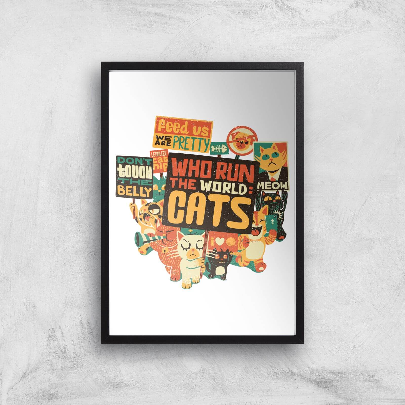 Tobias Fonseca Who Run The World? Cats. Art Print - A3 - Black Frame