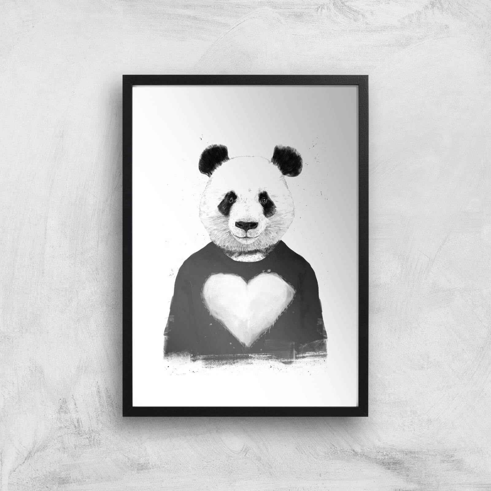 Balazs Solti Panda Love Art Print - A3 - Black Frame