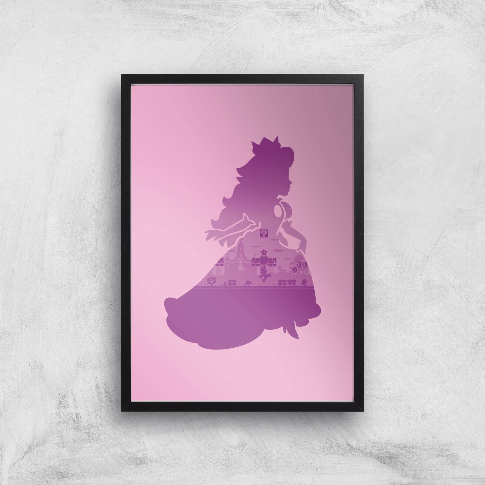 Nintendo Super Mario Peach Silouette Art Print - A3 - Black Frame