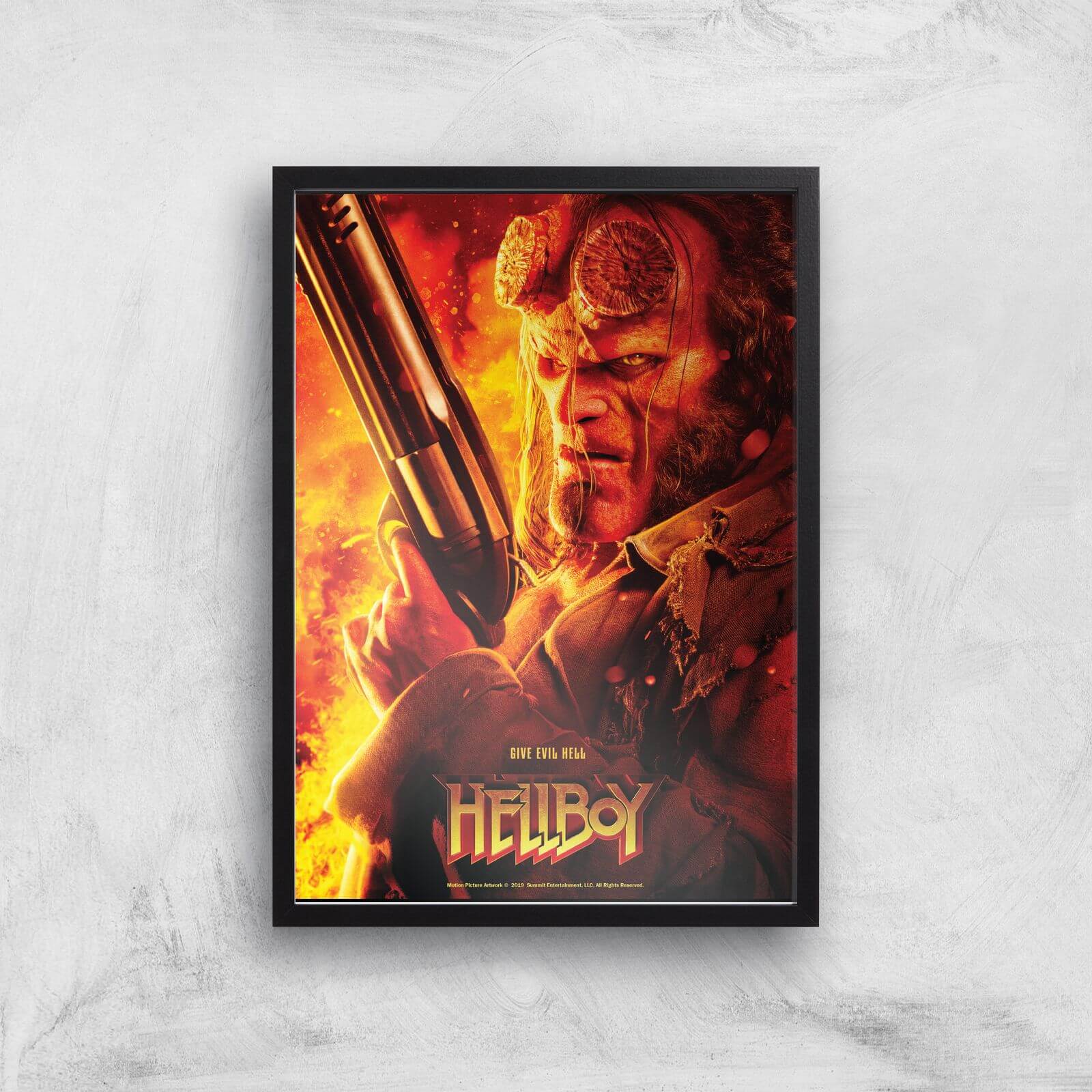Hellboy Give Evil Hell Art Print - A3 - Black Frame