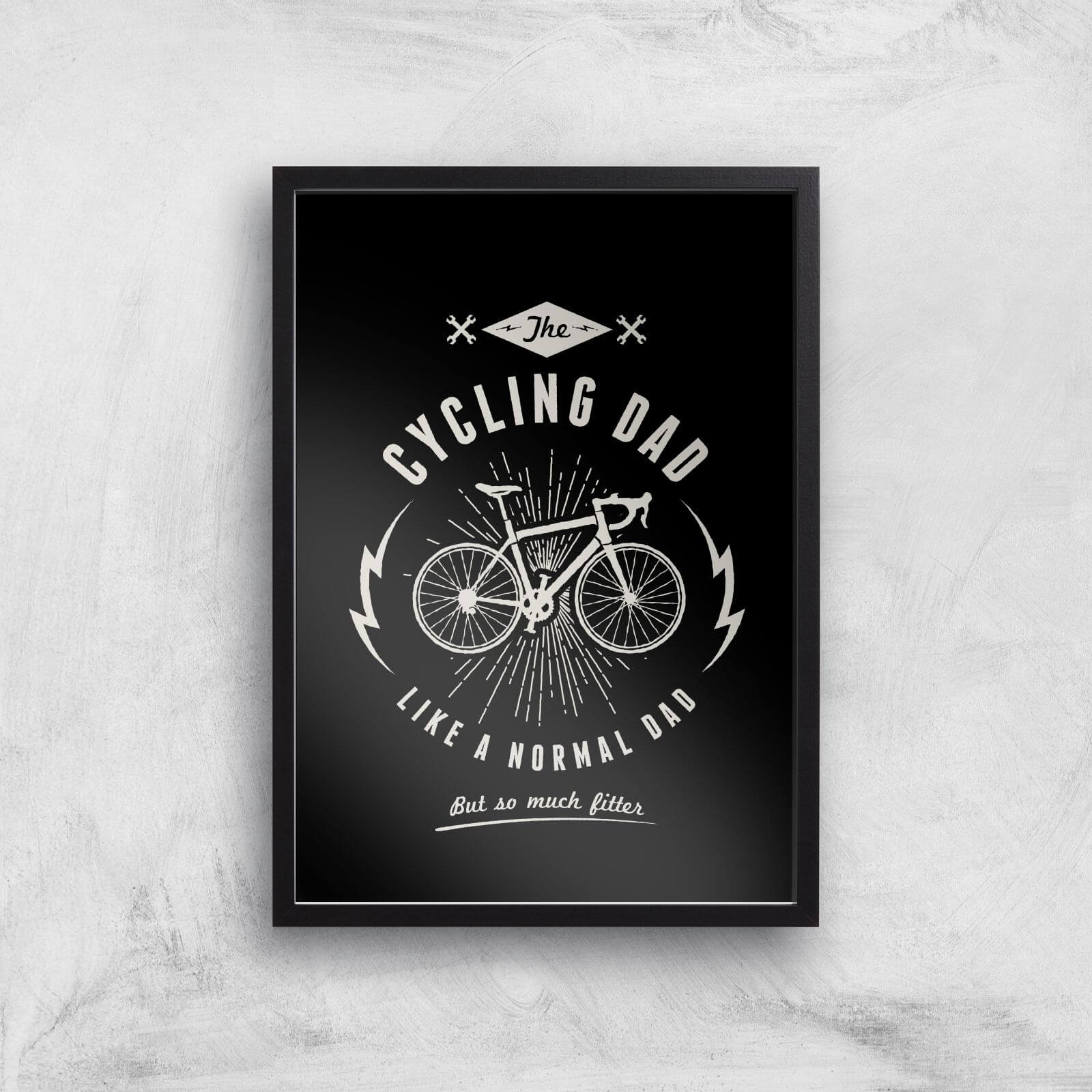 Cycling Dad Art Print - A3 - Black Frame