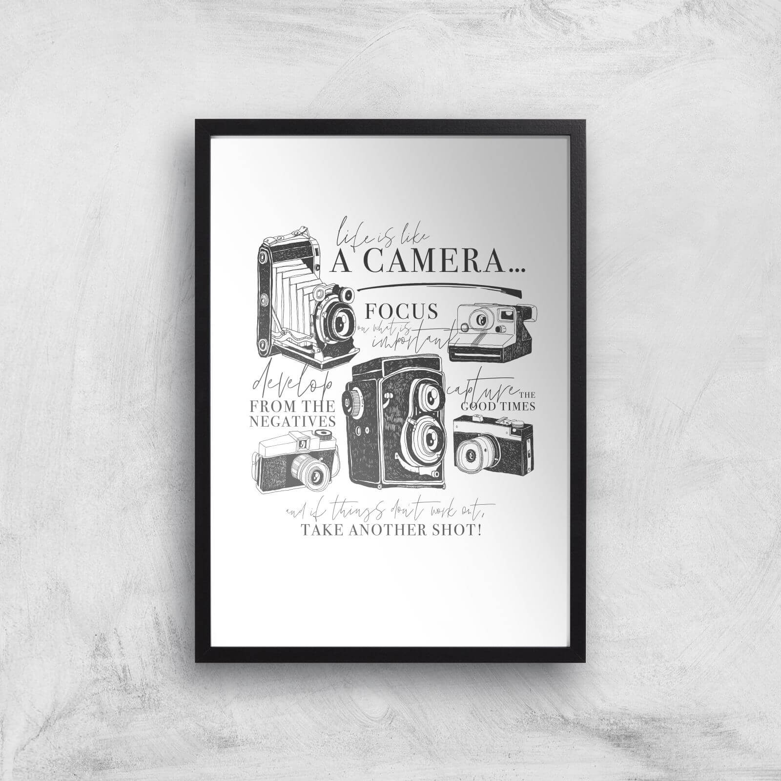 Life Is Like A Camera Art Print - A3 - Black Frame