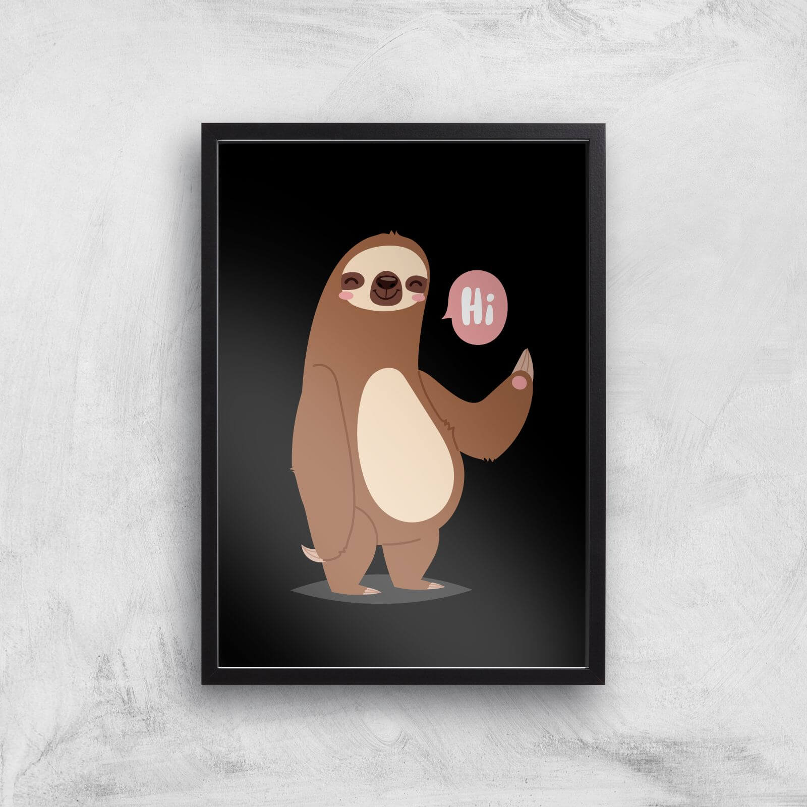 Sloth Hi Art Print - A3 - Black Frame